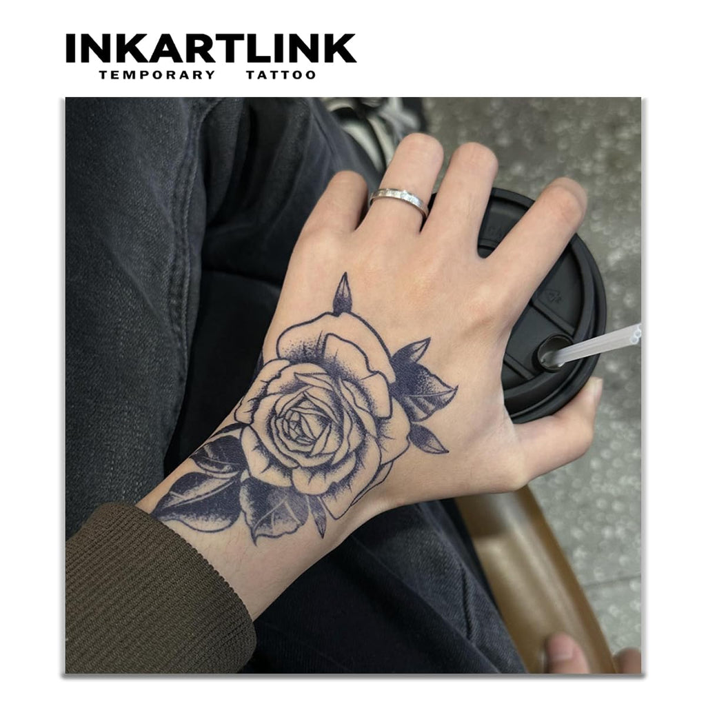 INKARTLINK Tattoo Tech – Large Semi-Permanent Flower Design Tattoos (1–2 Weeks, Waterproof)