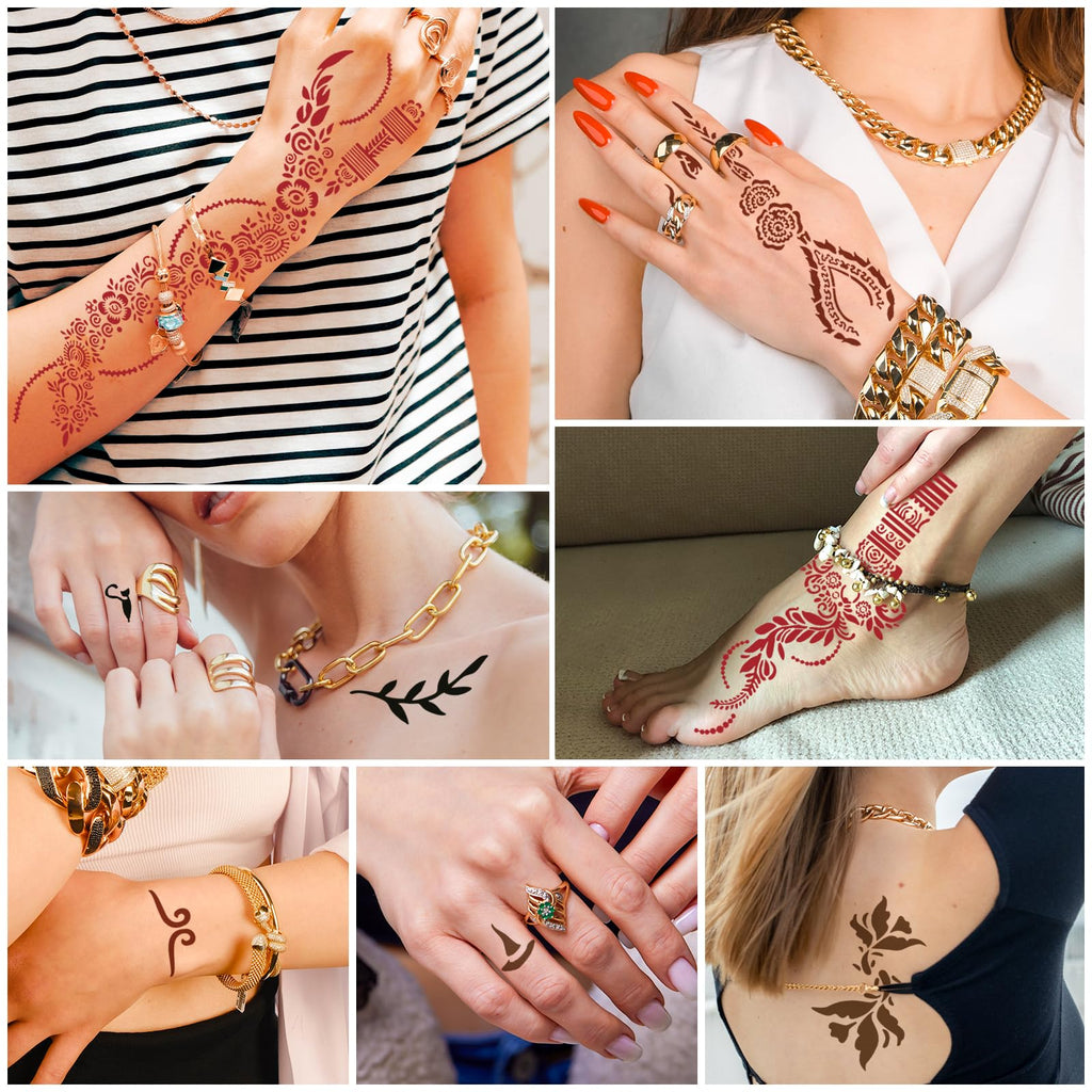 InkForge Temporary Stencil Tattoos Kit – 6 Cones, 4 Colors, Gloves & Brush