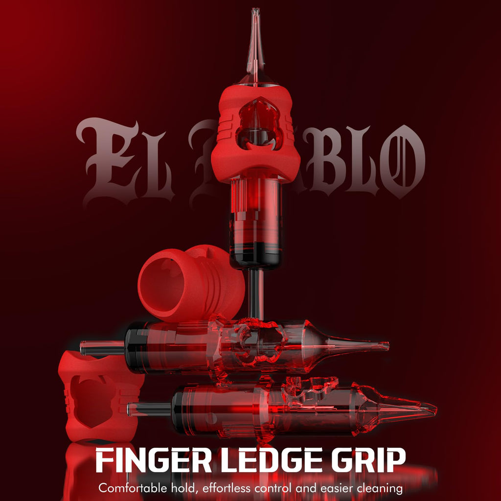 INKin 7RL EL Diablo Tattoo Cartridges – 12 Round Liner 0.35mm, 13mm Extended Tip, Silicone Grip