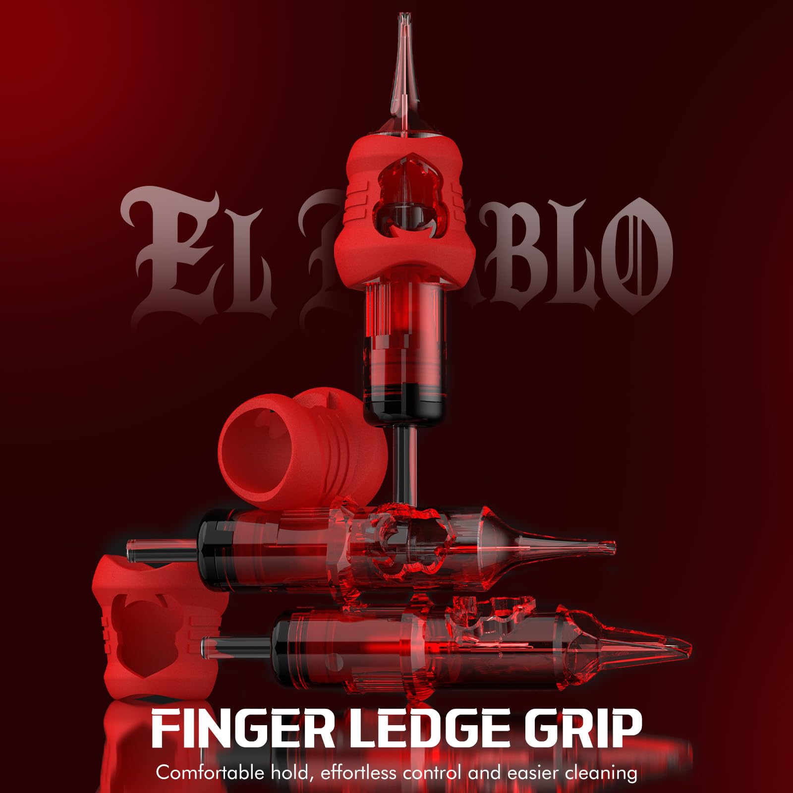 INKin 7RL EL Diablo Tattoo Cartridges – 12 Round Liner 0.35mm, 13mm Extended Tip, Silicone Grip