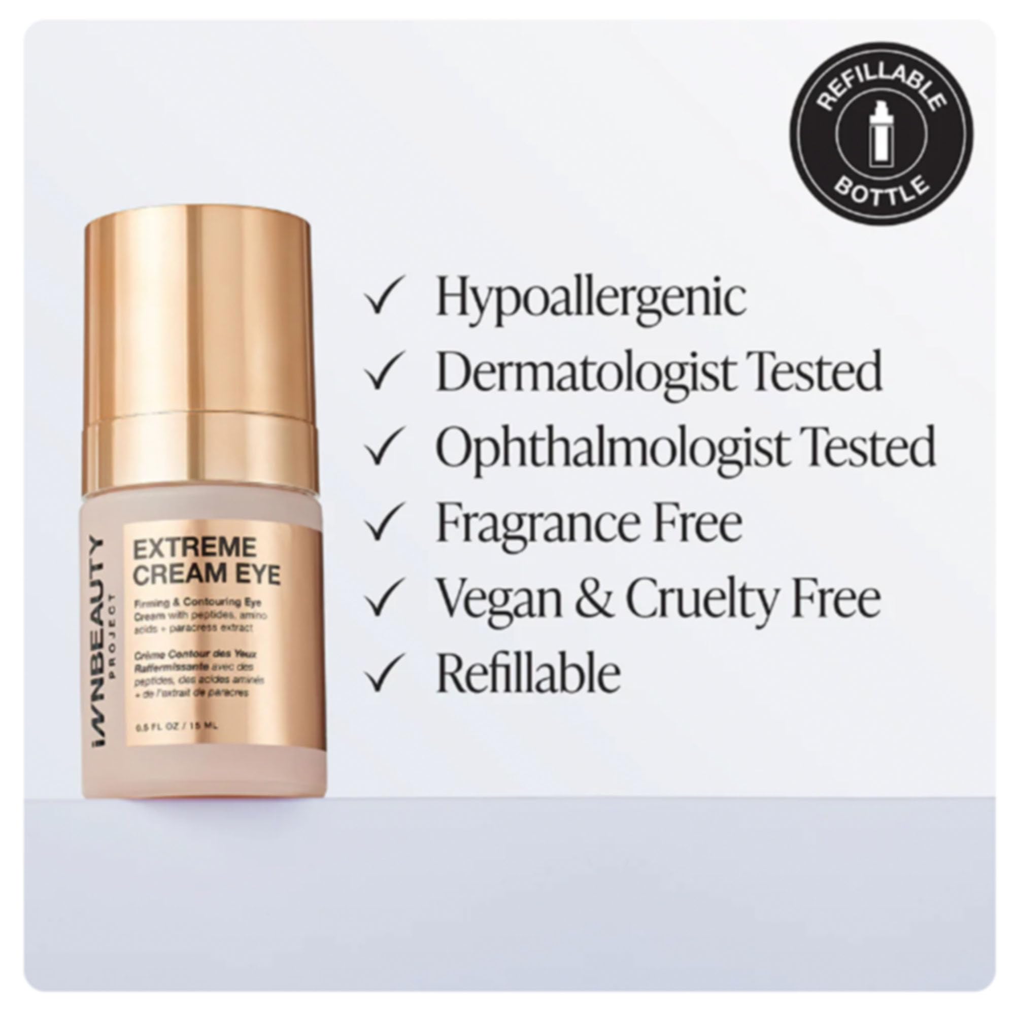 Innbeauty Project Extreme Cream Eye Firming and Contouring—Refillable 0.5 oz with Peptides and Botanicals