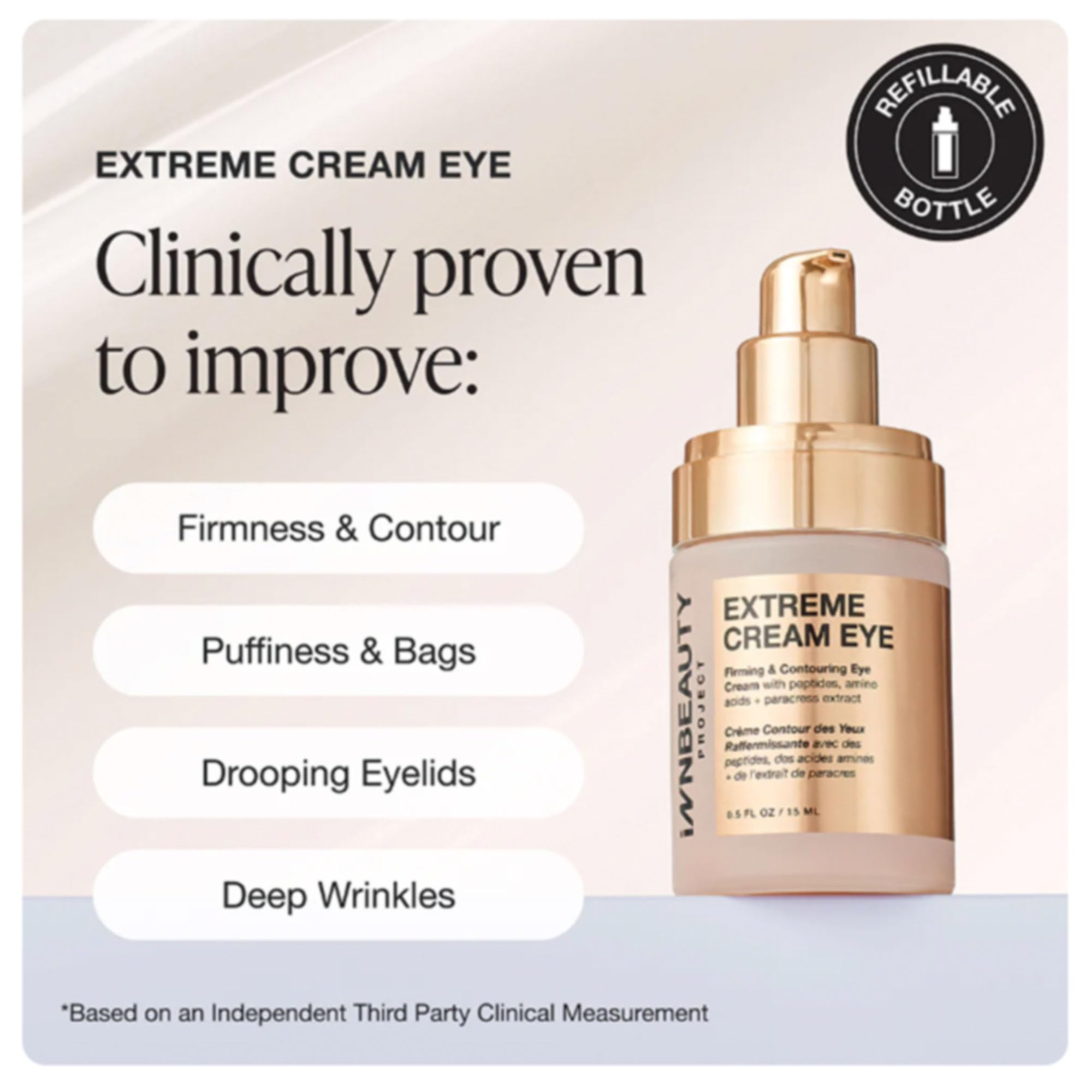 Innbeauty Project Extreme Cream Eye Firming and Contouring—Refillable 0.5 oz with Peptides and Botanicals