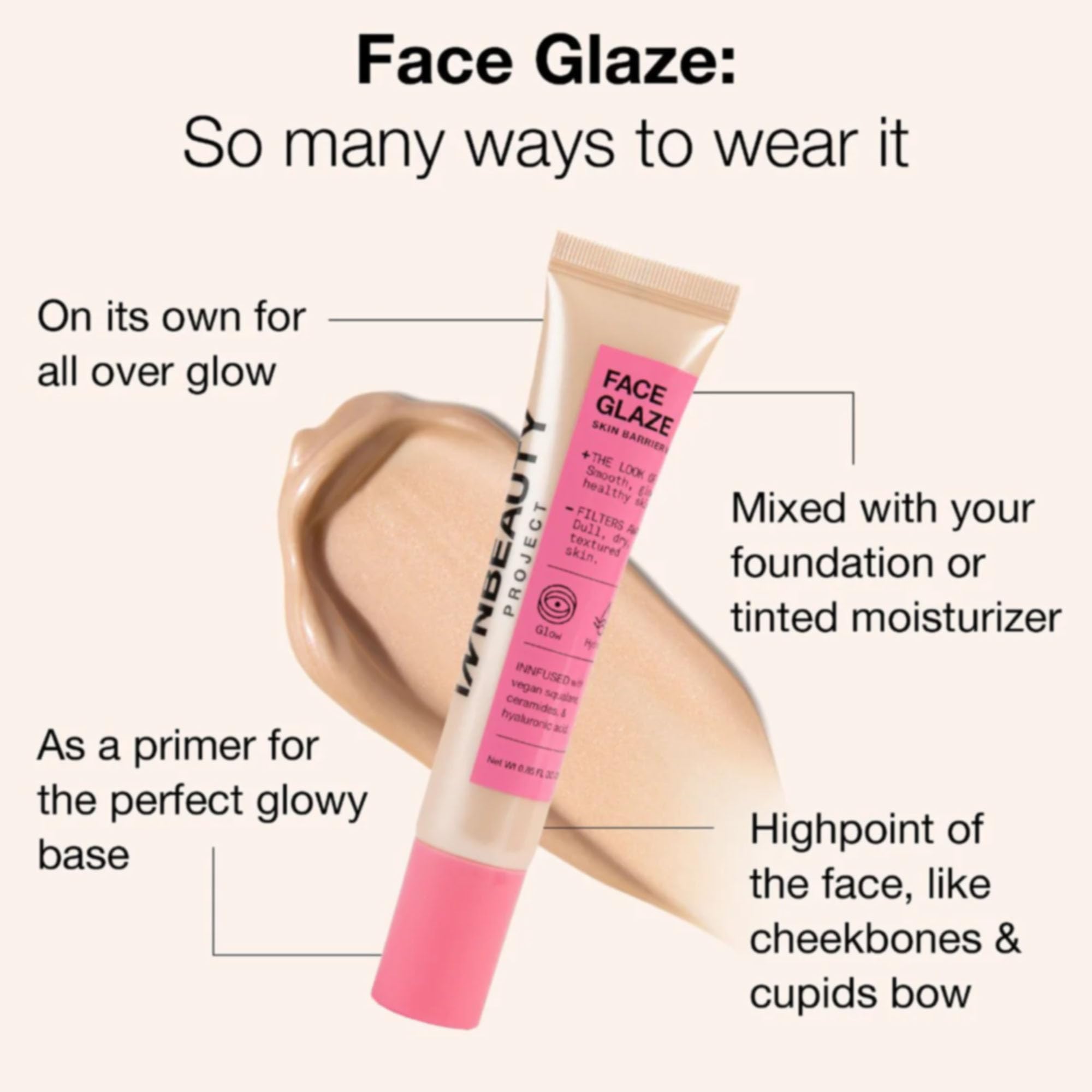 Innbeauty Project Face Glaze: Glow Moisturizer with Ceramides & Hyaluronic Acid (0.85 oz)
