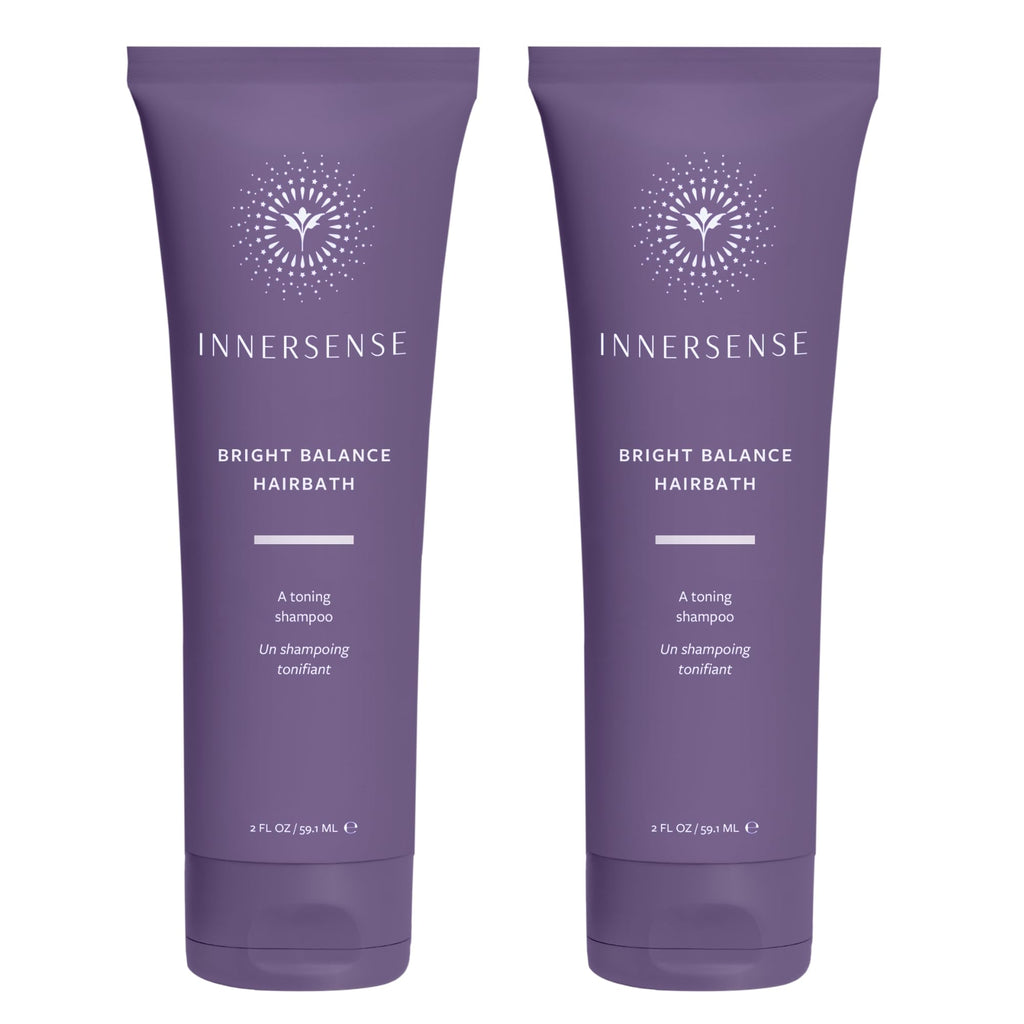 INNERSENSE Bright Balance Purple Hairbath – Violet Toning Shampoo for Blonde & Gray Hair (2x2oz)