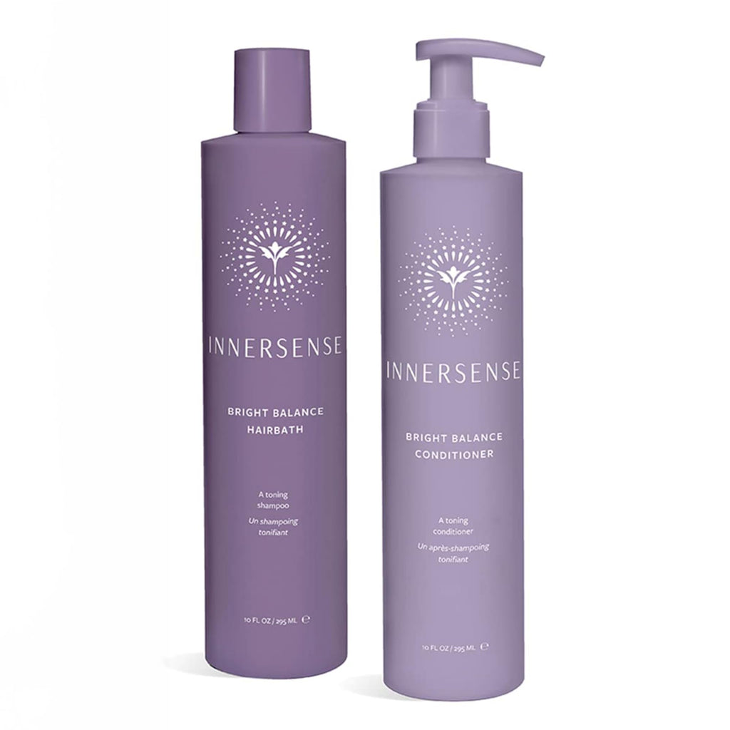 INNERSENSE Organic Beauty Bright + Balanced Purple Toning Shampoo & Conditioner Duo – Non-Toxic, Cruelty-Free, Vegan Haircare