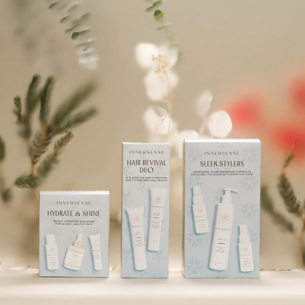 INNERSENSE Hydrate & Shine Set – Hydrating Hairbath, Conditioner & Gloss Serum | Clean, Cruelty-Free Haircare