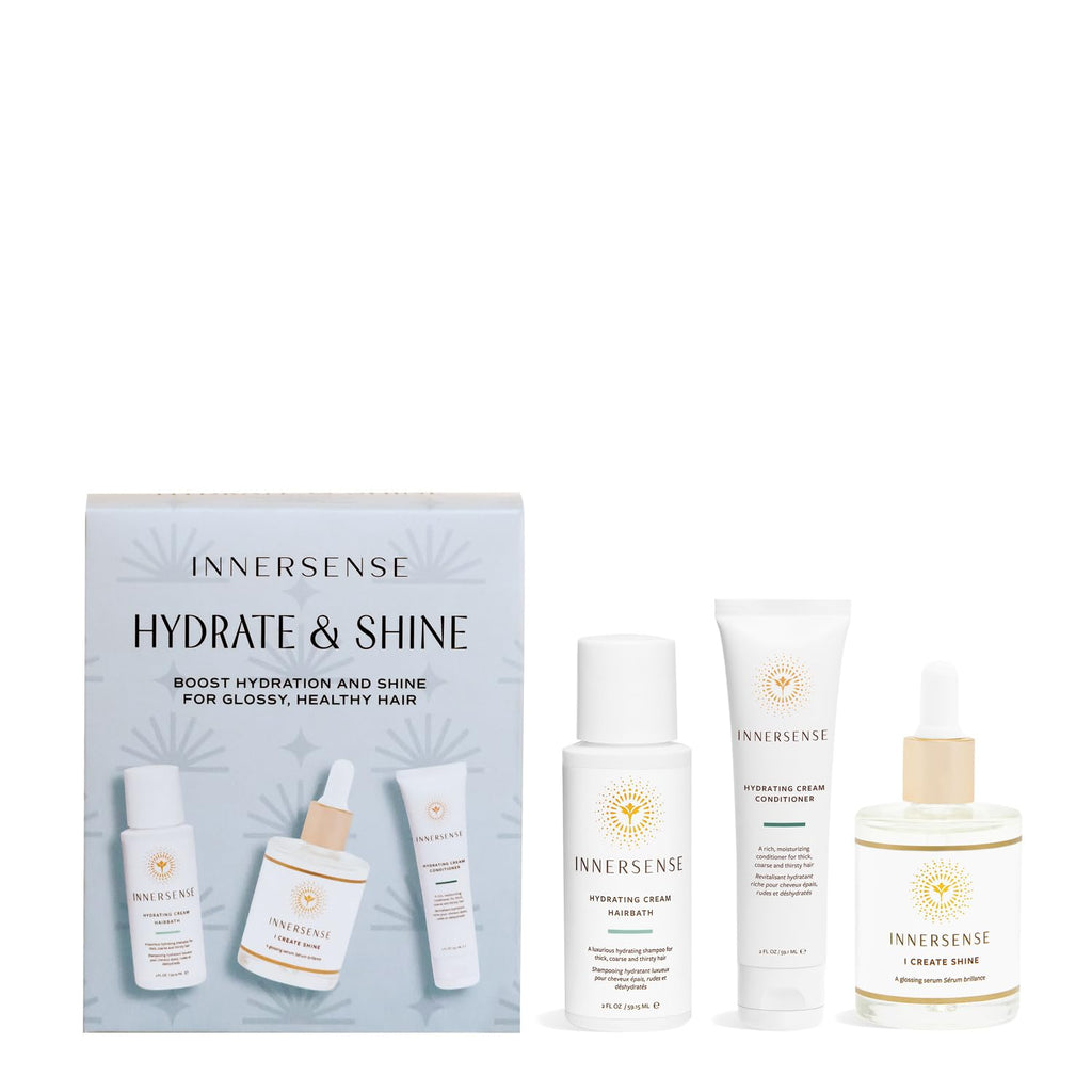 INNERSENSE Hydrate & Shine Set – Hydrating Hairbath, Conditioner & Gloss Serum | Clean, Cruelty-Free Haircare