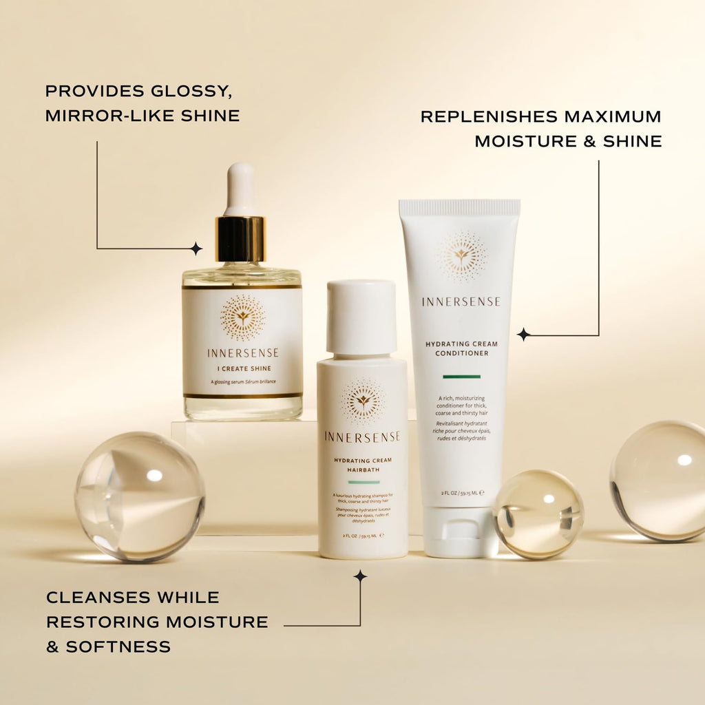 INNERSENSE Hydrate & Shine Set – Hydrating Hairbath, Conditioner & Gloss Serum | Clean, Cruelty-Free Haircare