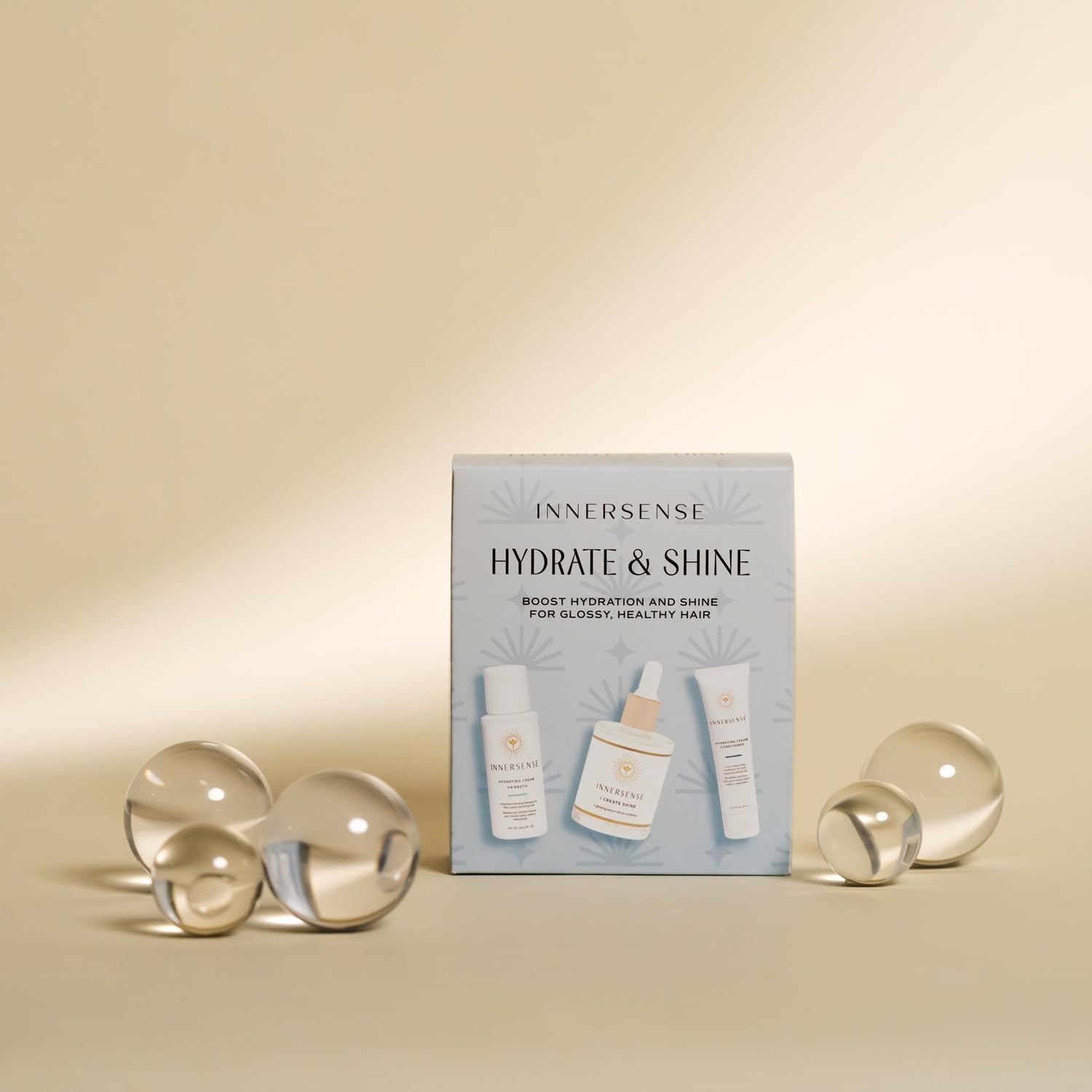 INNERSENSE Hydrate & Shine Set – Hydrating Hairbath, Conditioner & Gloss Serum | Clean, Cruelty-Free Haircare