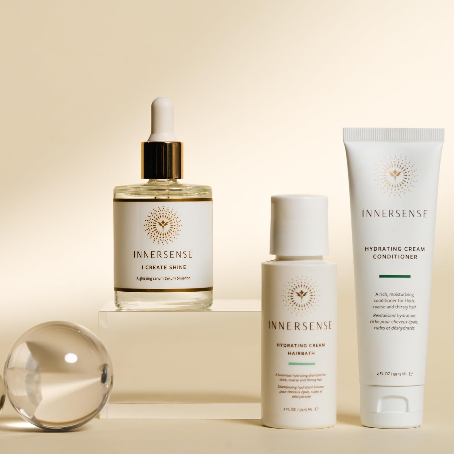 INNERSENSE Hydrate & Shine Set – Hydrating Hairbath, Conditioner & Gloss Serum | Clean, Cruelty-Free Haircare