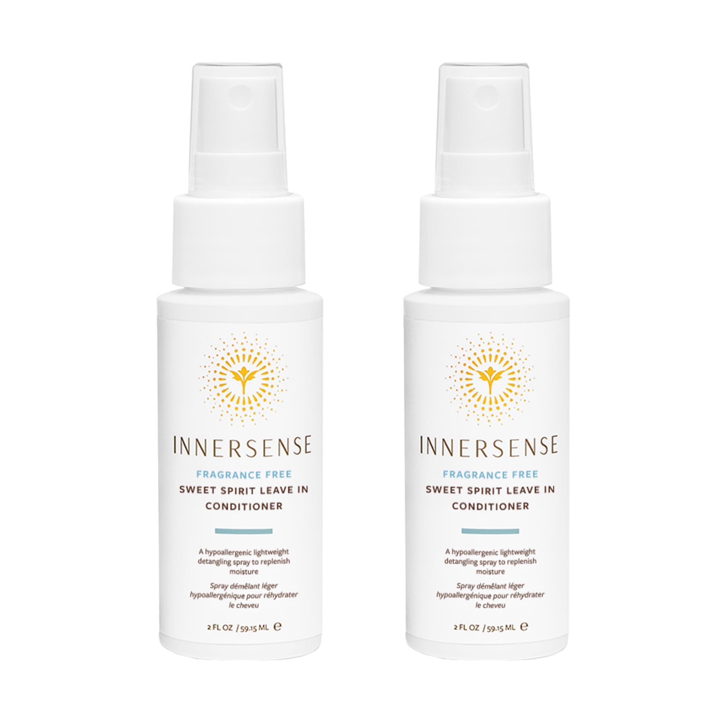 INNERSENSE Organic Beauty – Fragrance-Free Sweet Spirit Leave-In Conditioner | Detangling, Hydration, Smoothing | Non-Toxic, Cruelty-Free Haircare (2×2 oz)