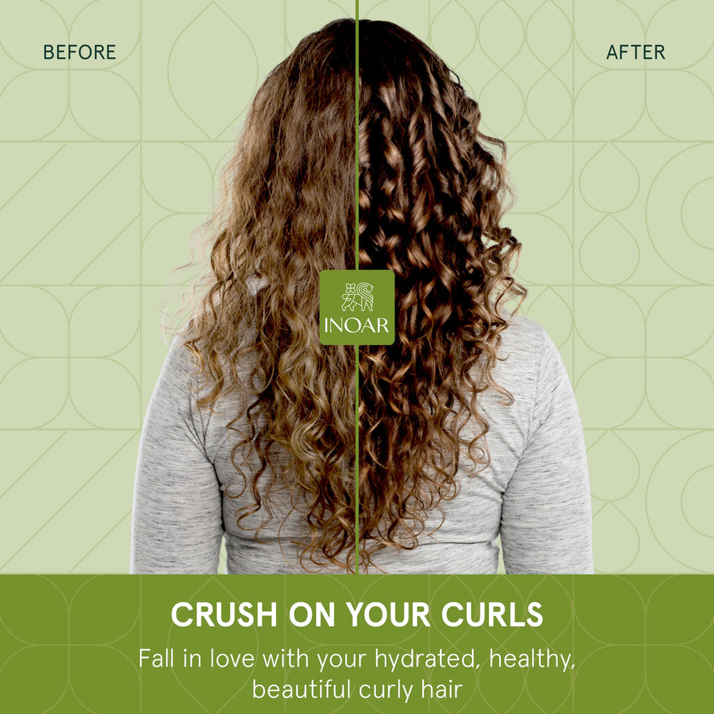 INOAR Meu Cacho Meu Crush Hair Mask — Plant-Based Collagen & Vitamin E for Deep Hydration & Curl Definition (17.6 oz)