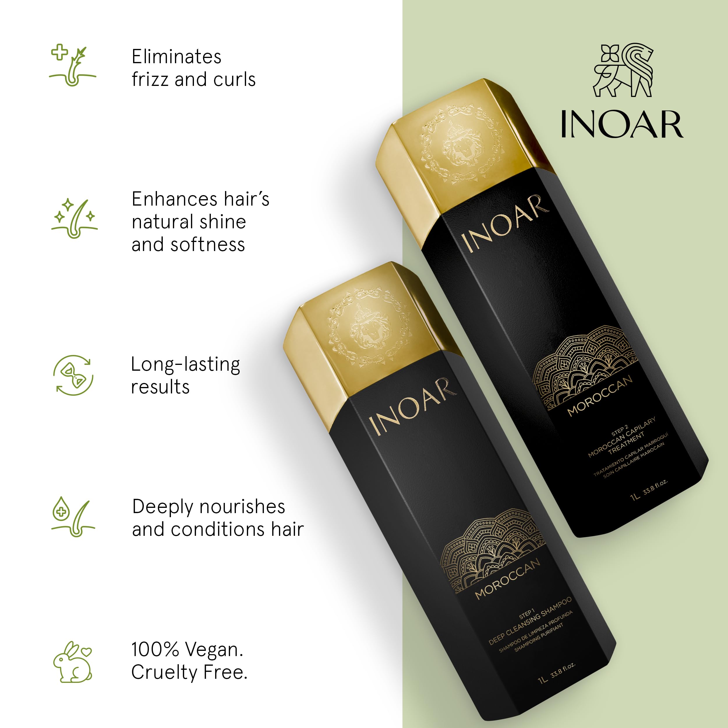 INOAR Moroccan Premium Treatment Step 2 – Keratin with White Clay & Cocoa Oil for Frizz Reduction & Hair Smoothing