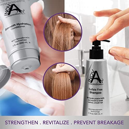 Inova Professional Silk Keratin Shampoo & Conditioner Set — Sulfate-Free, Color-Safe, Gray, 3.4 fl oz