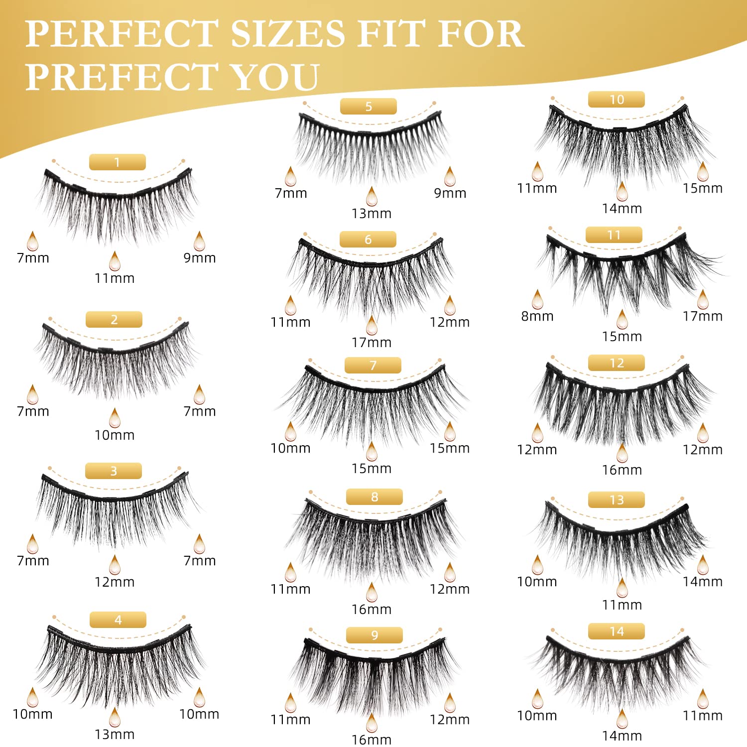 INSMART Magnetic Eyelashes - 14 Pairs, 3 Magnetic Eyeliner Tubes, Reusable