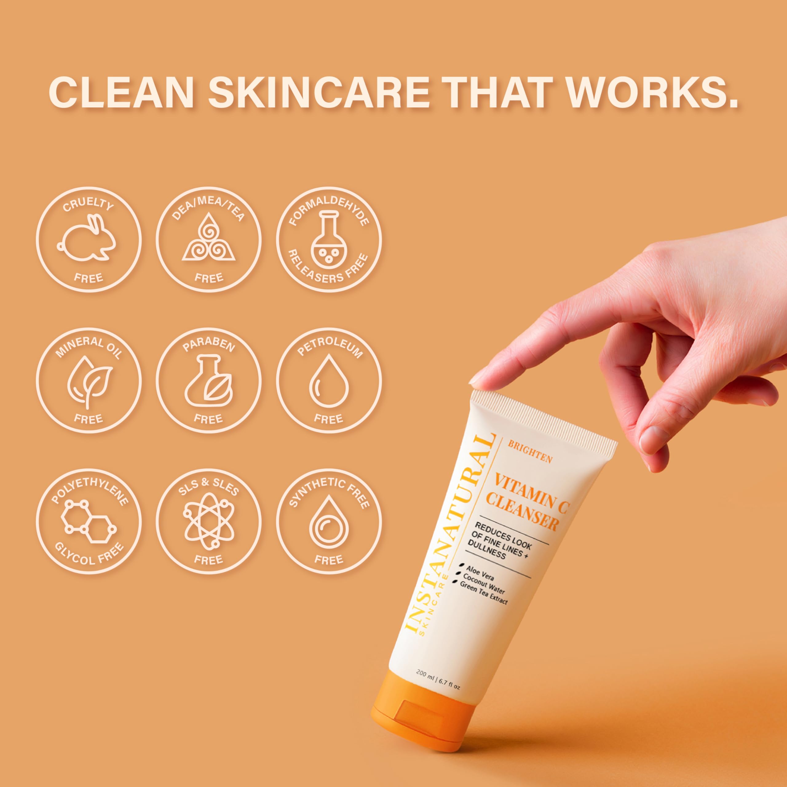 InstaNatural Vitamin C Cleanser & Moisturizer Kit — Brightens, Smooths Texture, Reduces Fine Lines
