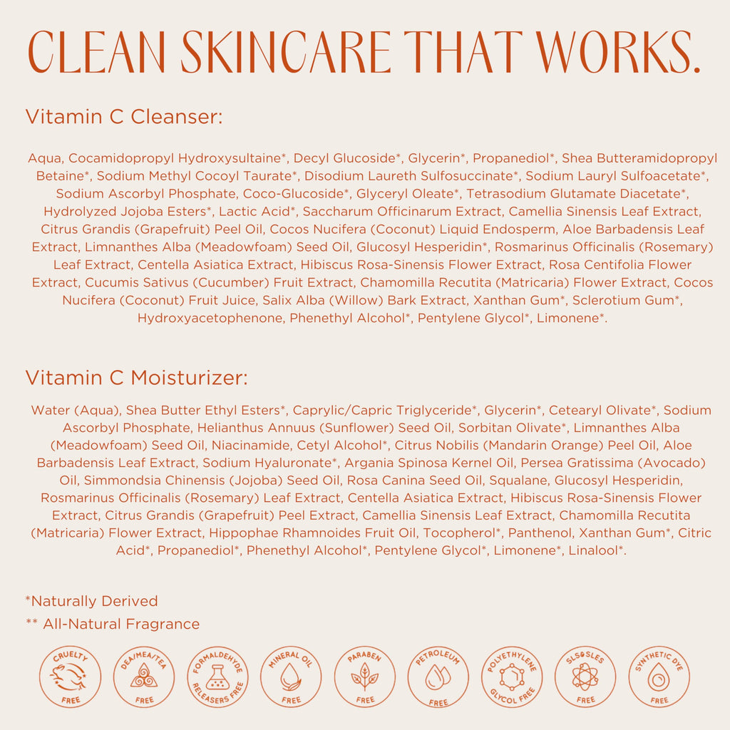 InstaNatural Vitamin C Cleanser & Moisturizer Kit — Brightens, Smooths Texture, Reduces Fine Lines