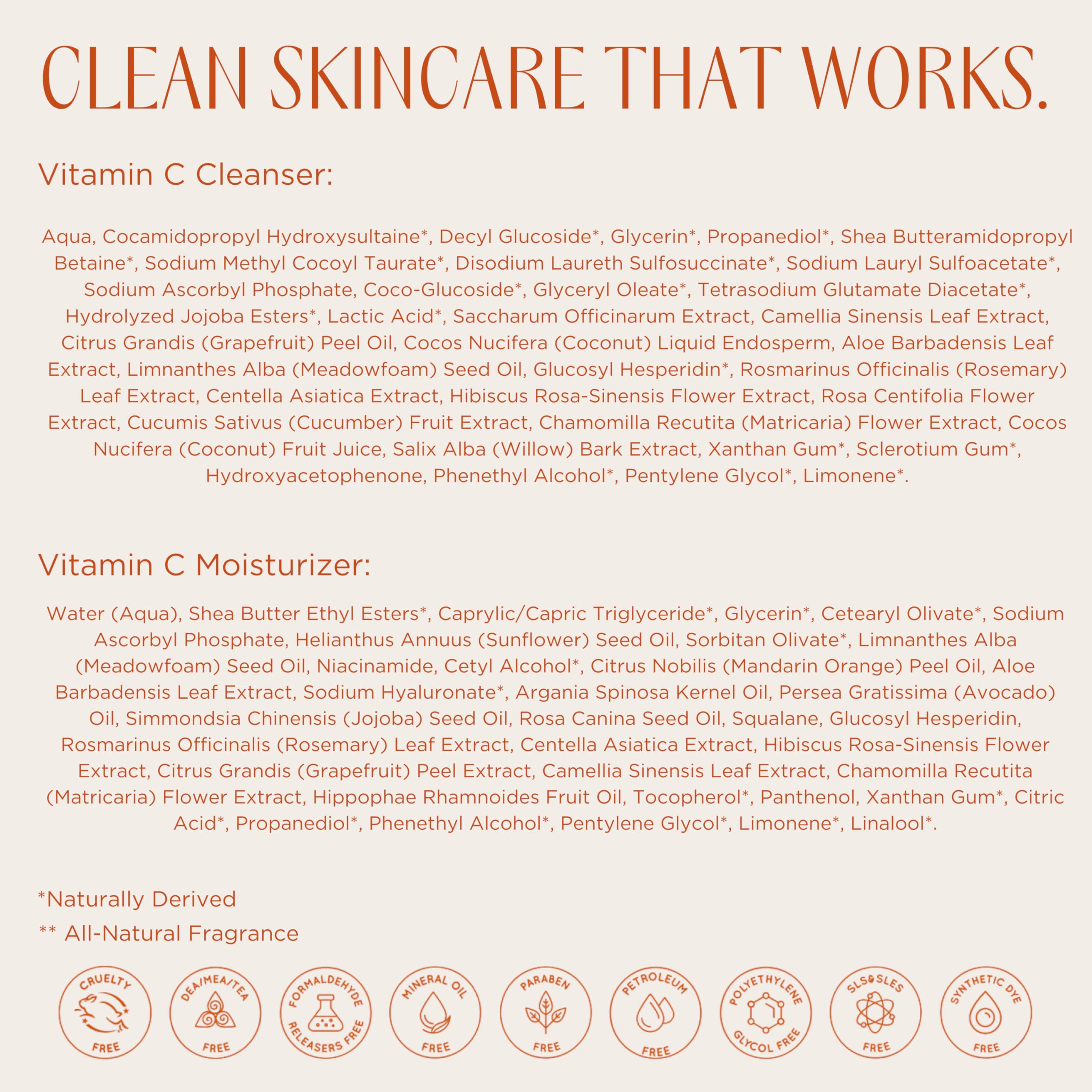 InstaNatural Vitamin C Cleanser & Moisturizer Kit — Brightens, Smooths Texture, Reduces Fine Lines