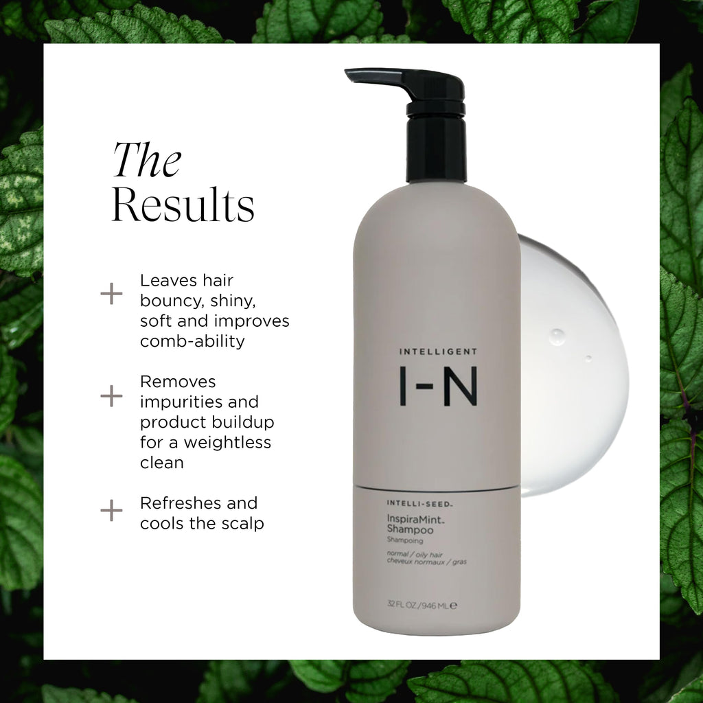 Intelligent Nutrients InspiraMint Shampoo – Invigorating Mint Daily Shampoo for Fine & Oily Hair | Color-Safe, Vegan, 32 oz