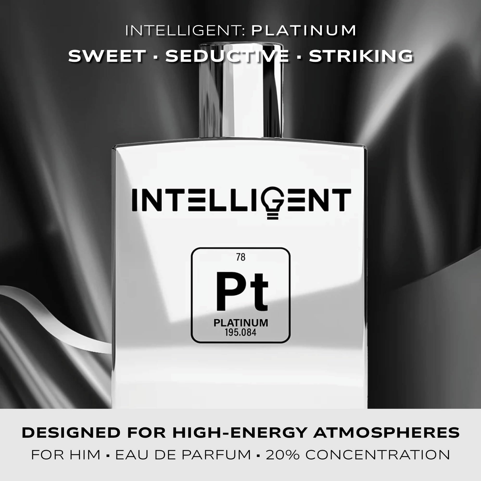 Intelligent Platinum Eau de Parfum for Men | Intelligent Shop – Sweet, Seductive & Striking | 3.4 Fl Oz (100 mL)