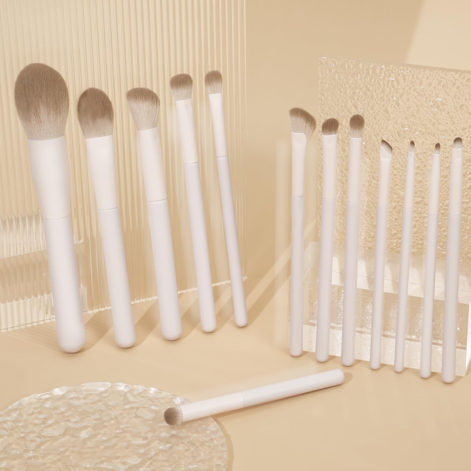 Intercilium Rains 13-Piece Makeup Brush Set – Premium Synthetic Pro Kit Milky B521