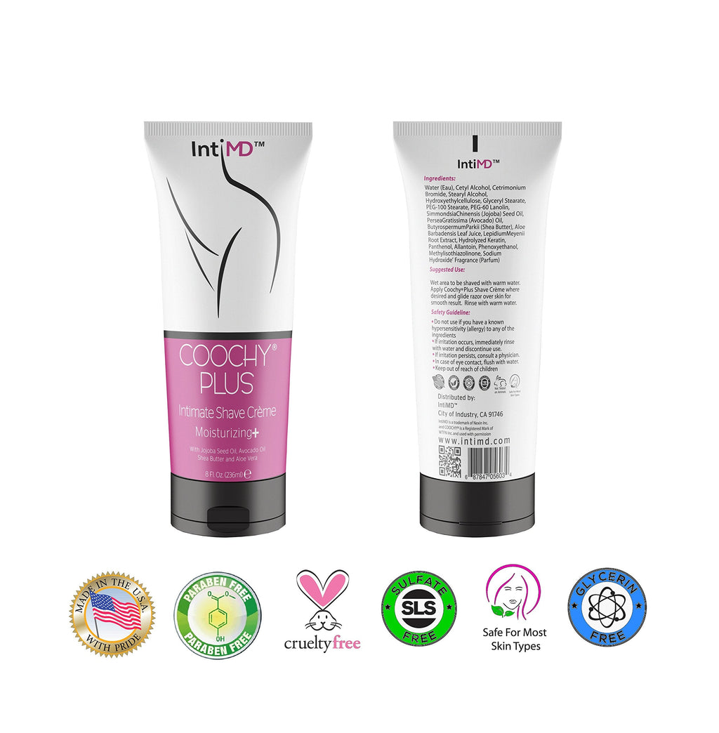 IntiMD Coochy Plus Intimate Shave Cream – 2 Pack, Moisturizing+ for Softer Shaves