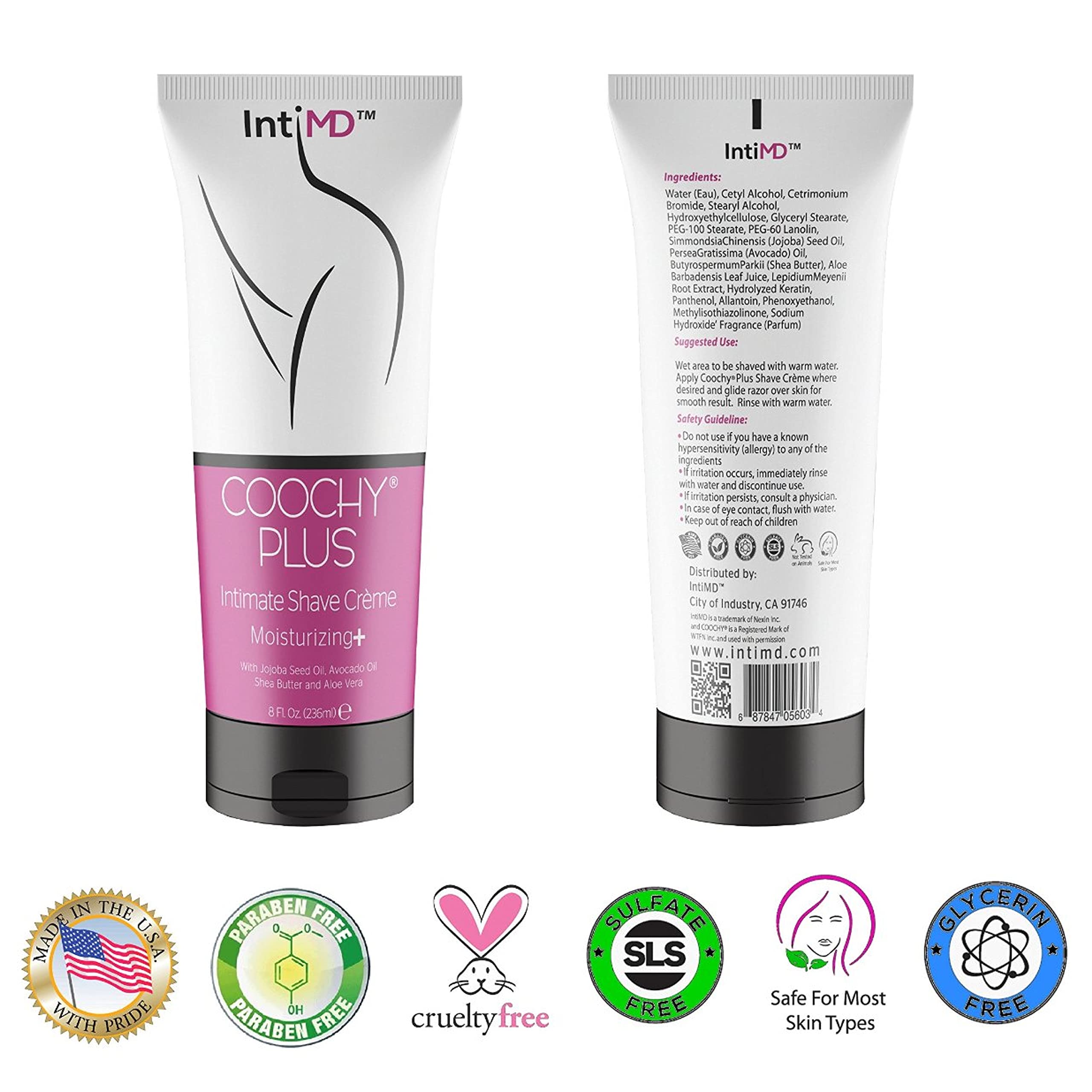 IntiMD COOCHY PLUS Intimate Shave Cream Gel – MOISTURIZING+ for Rash-Free Shaving, 8oz