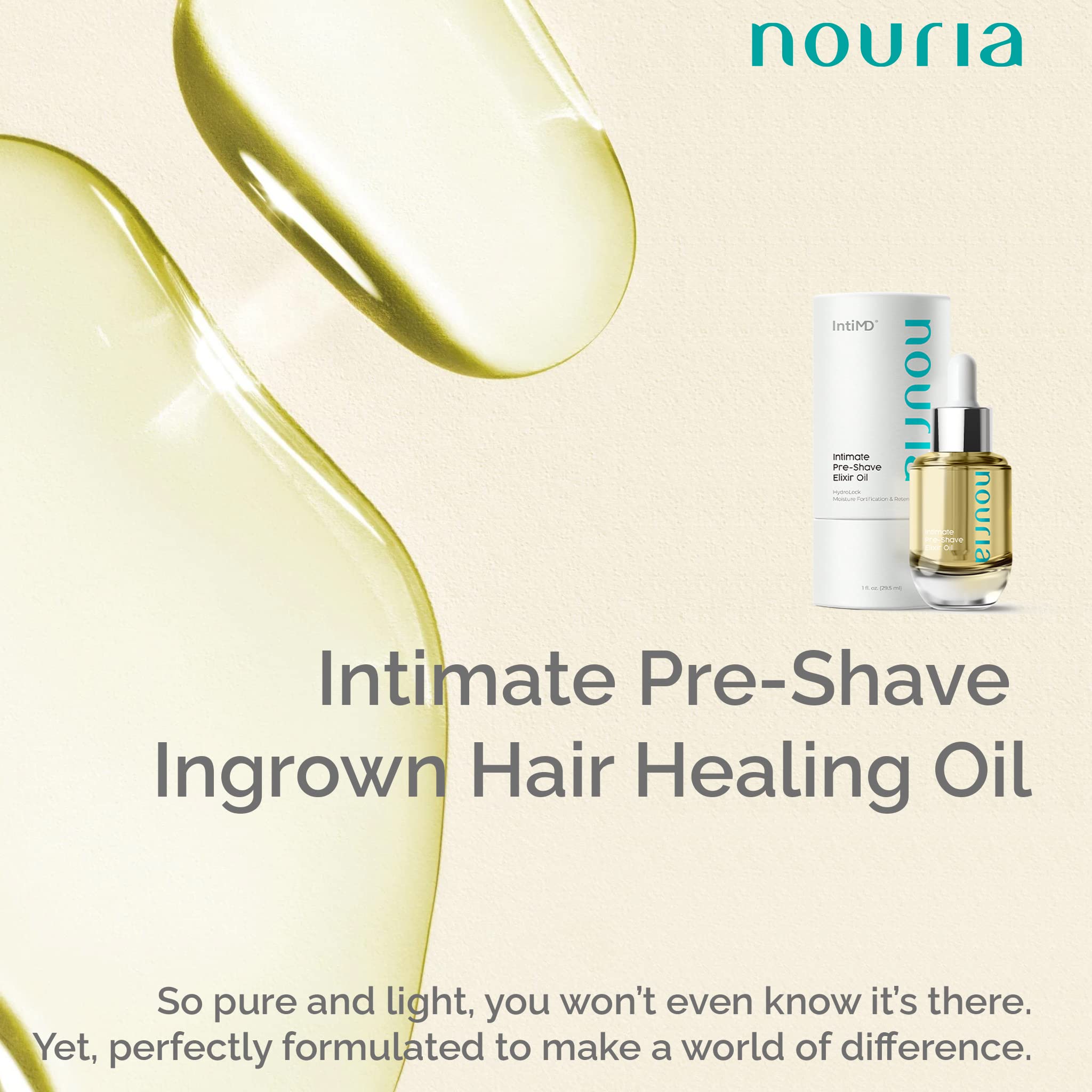 IntiMD Nouria Intimate Pre-Shave Elixir Oil | Hydration for Delicate Areas, Razor Burn & Ingrown Hair Prevention