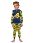 INTIMO Curious George Toddler Boys' Tight Fit Banana Stripe Sleep Pajama Set – Long Sleeves & Pants, Blue (5T)