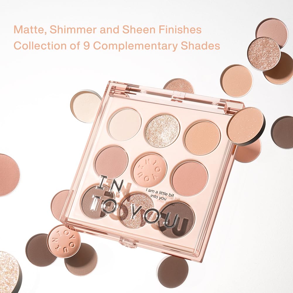 INTO YOU 9 Colors Eyeshadow Palette | Shimmer & Matte Shades, Long-Lasting, Smooth Formula