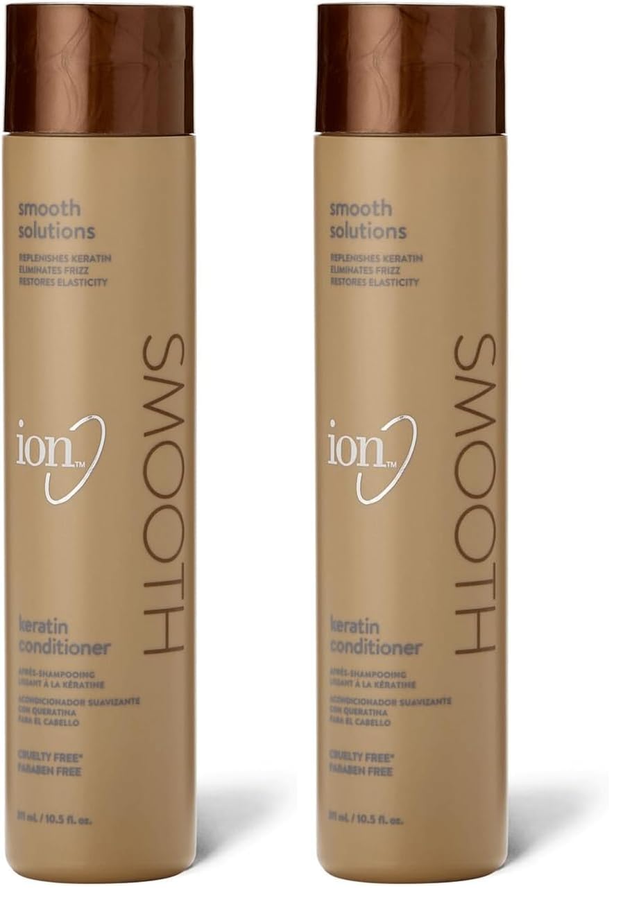 ion Keratin Smoothing Conditioner – Sulfate Free, Frizz Control & Strength (Pack of 2, 10.5 oz each)