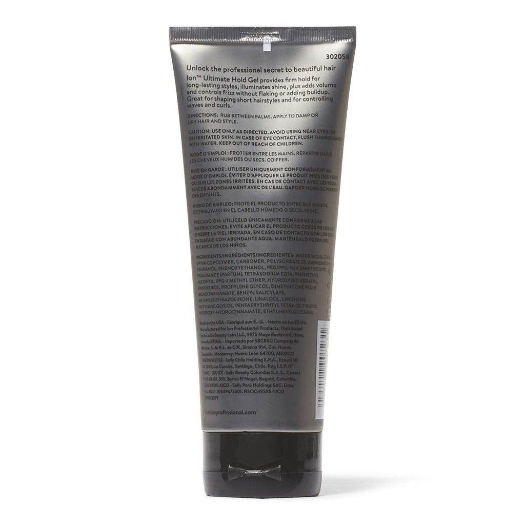 Ion Styling Solutions Ultimate Hold Gel – Firm Hold, No Flaking, Paraben Free, 7.5 oz (Pack of 2)