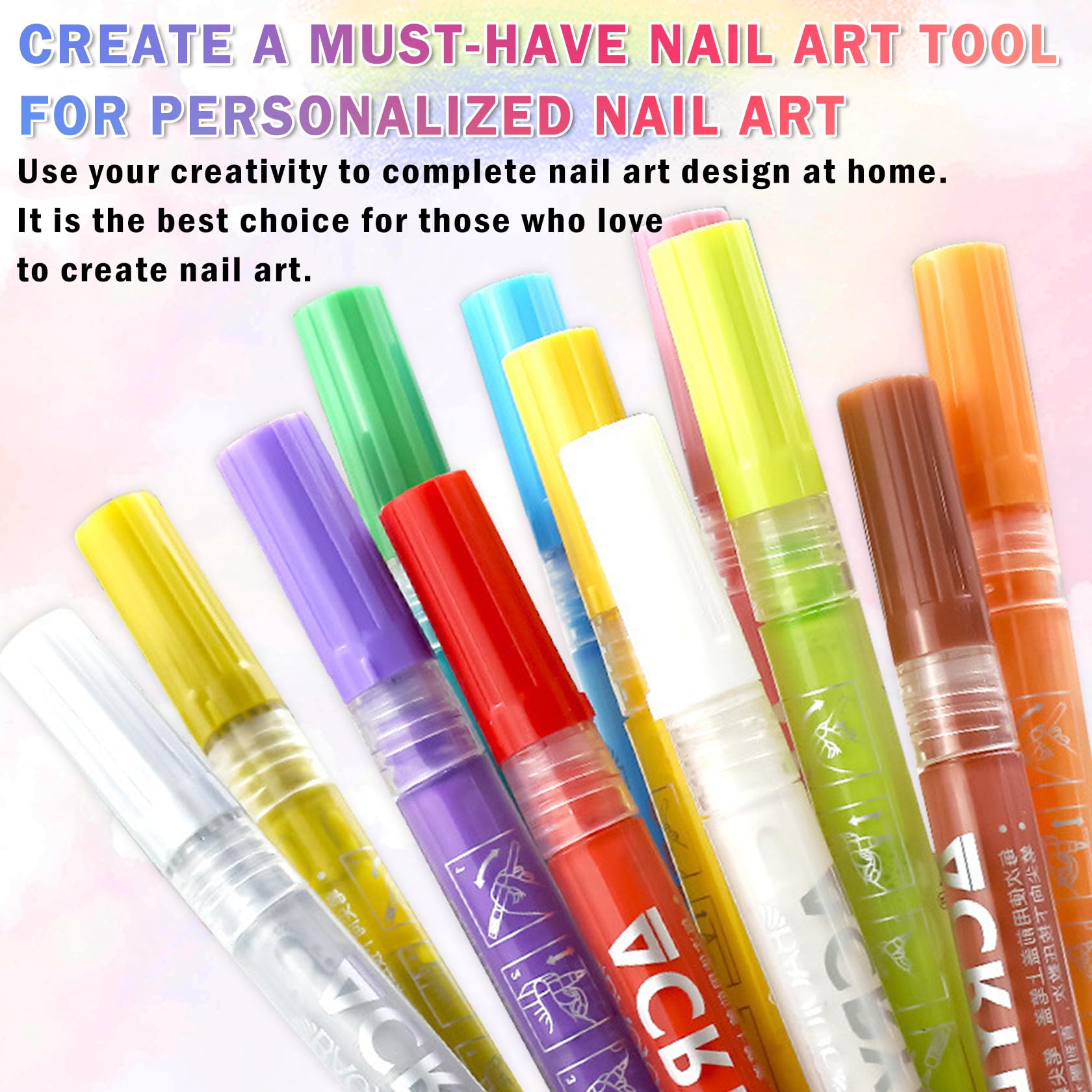 IONSGAKO 18 Colors Nail Art Pens Set – Quick-Dry, Waterproof DIY Nail Markers