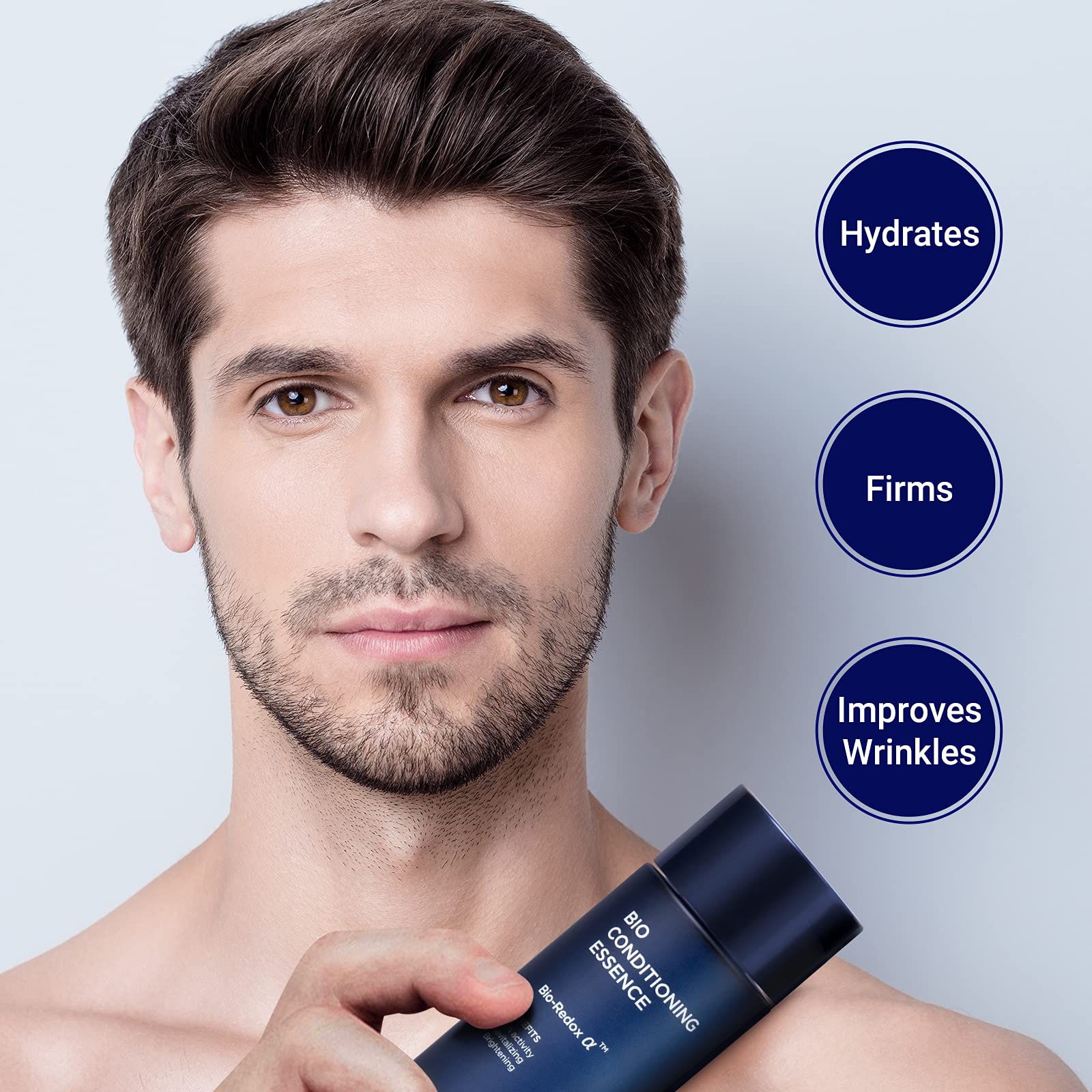 IOPE Men BIO Anti-aging & Moisturizing Skincare Set | Cleanser, Emulsion, Conditioning Essence Serum & Soothing Aftershave (HOMME by Amorepacific)
