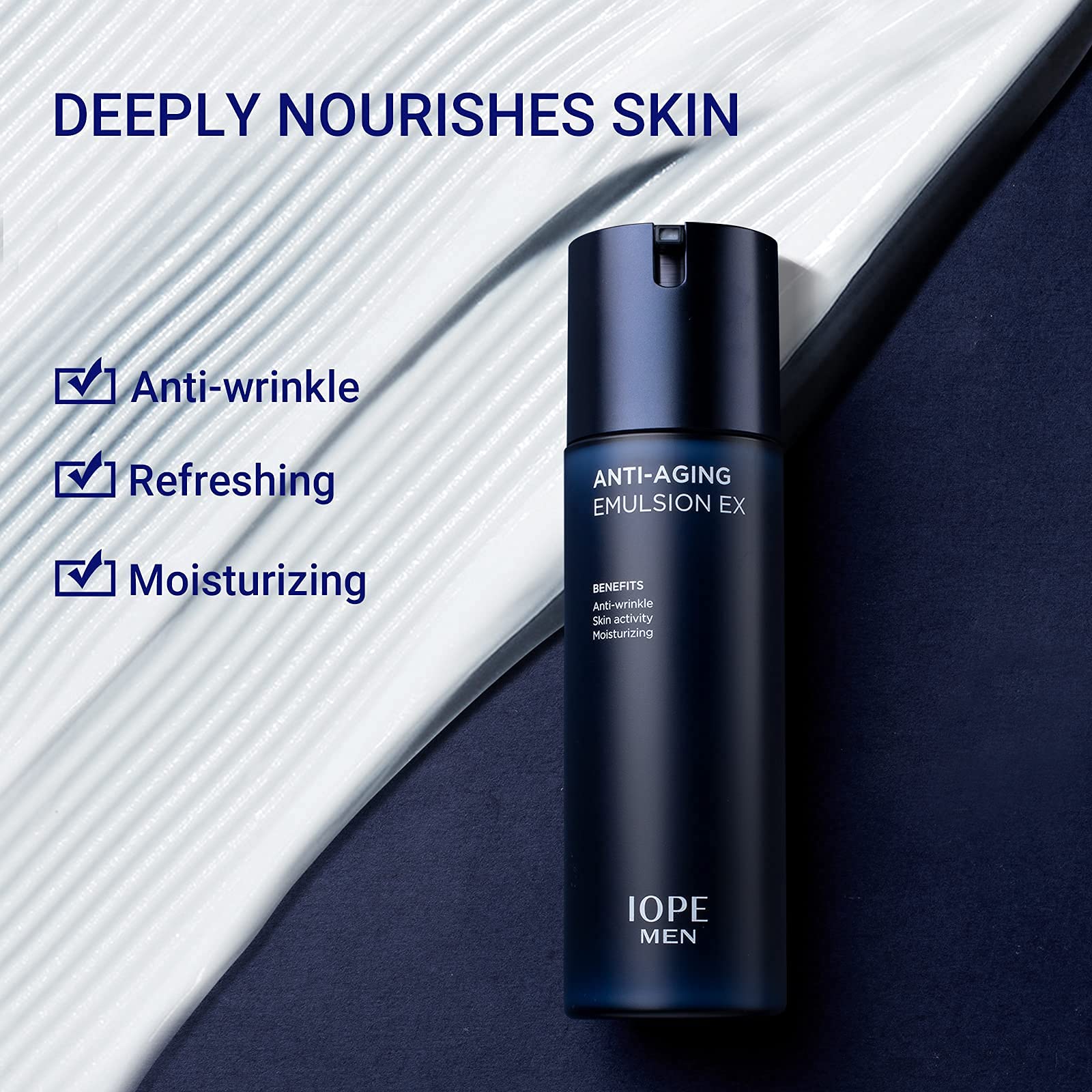 IOPE Men BIO Anti-aging & Moisturizing Skincare Set | Cleanser, Emulsion, Conditioning Essence Serum & Soothing Aftershave (HOMME by Amorepacific)
