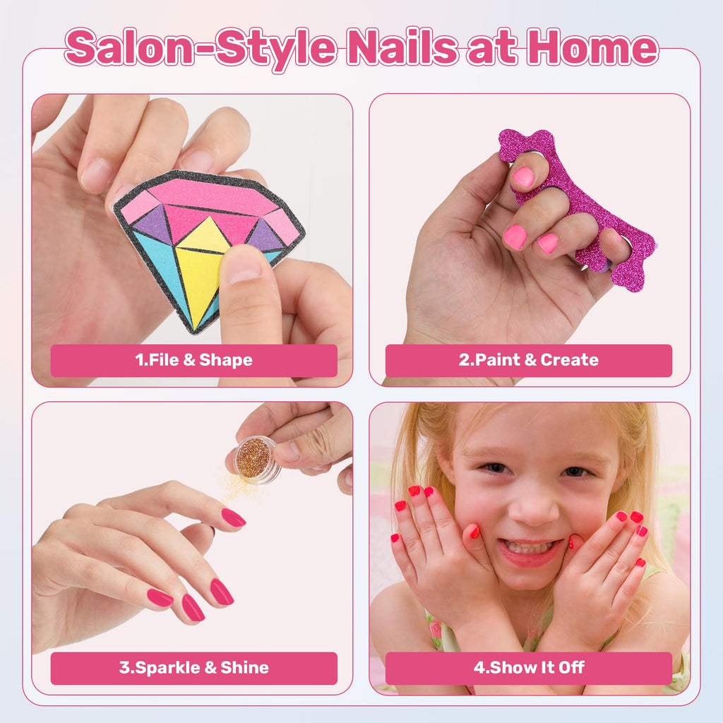 IPOOLTENG Kids Foot Spa & Nail Art Kit – Colorful Lights, All-in-One Spa Kit for Girls Aged 4–12