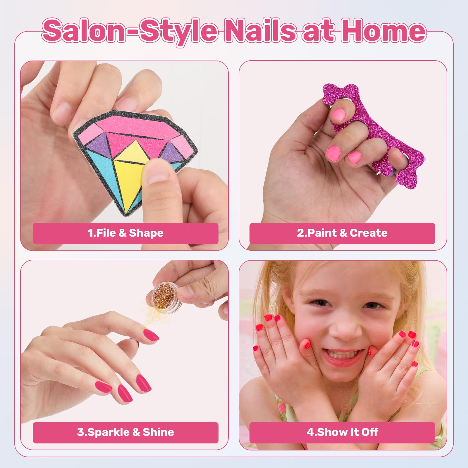IPOOLTENG Kids Foot Spa & Nail Art Kit – Colorful Lights, All-in-One Spa Kit for Girls Aged 4–12