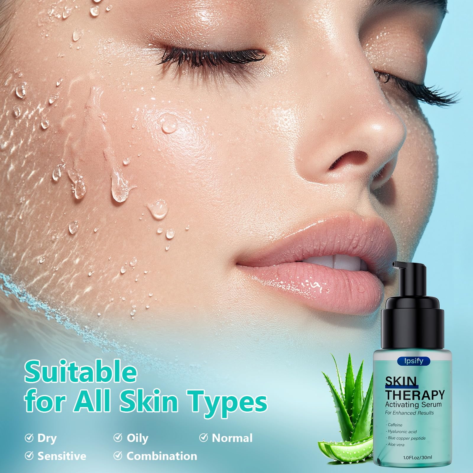 Ipsify Red Light Therapy Activation Serum | Hydrating Facial Serum for Face & Neck | Anti-Aging, 1 oz