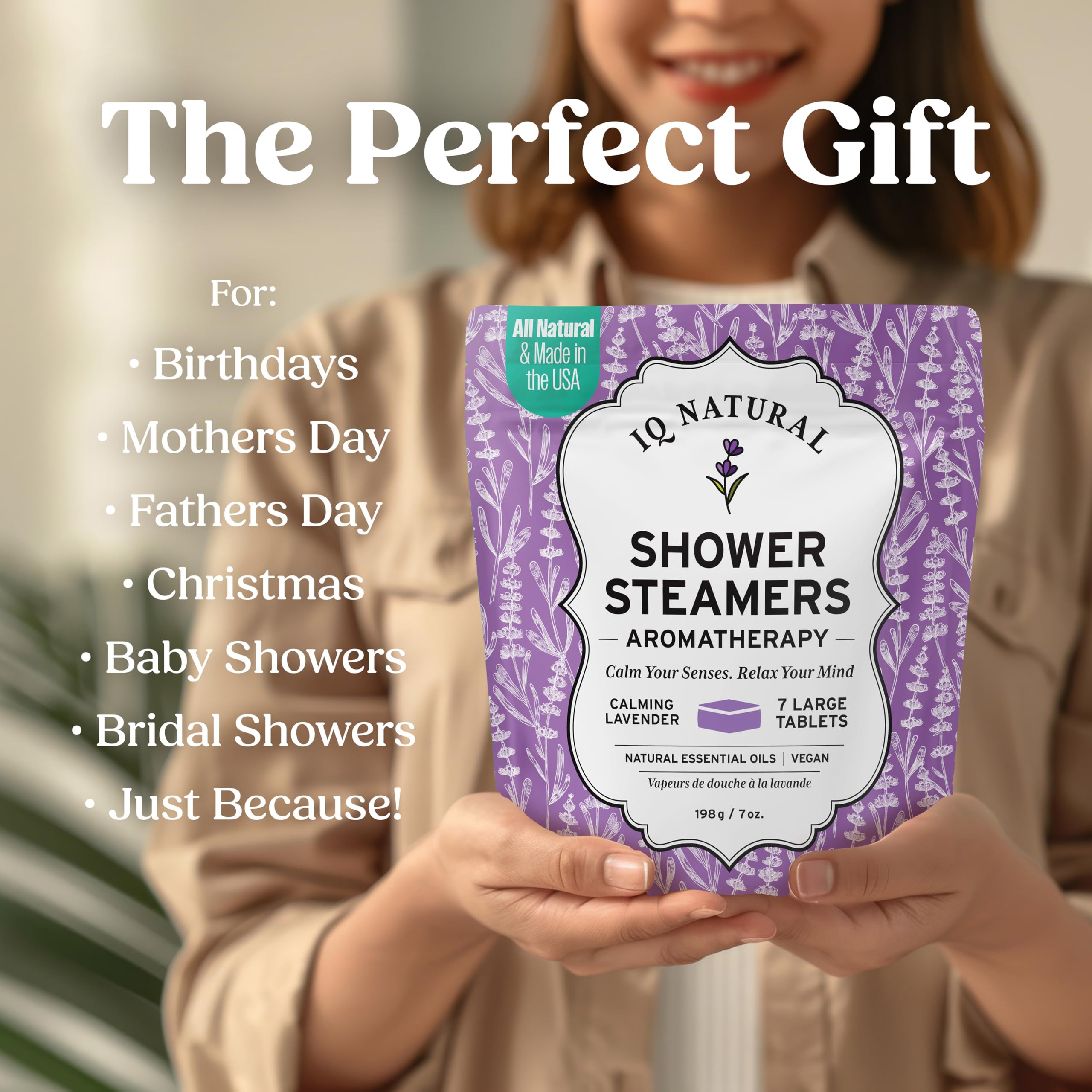 IQNATURAL Lavender Shower Steamers – Organic USA-Made Aromatherapy for Women