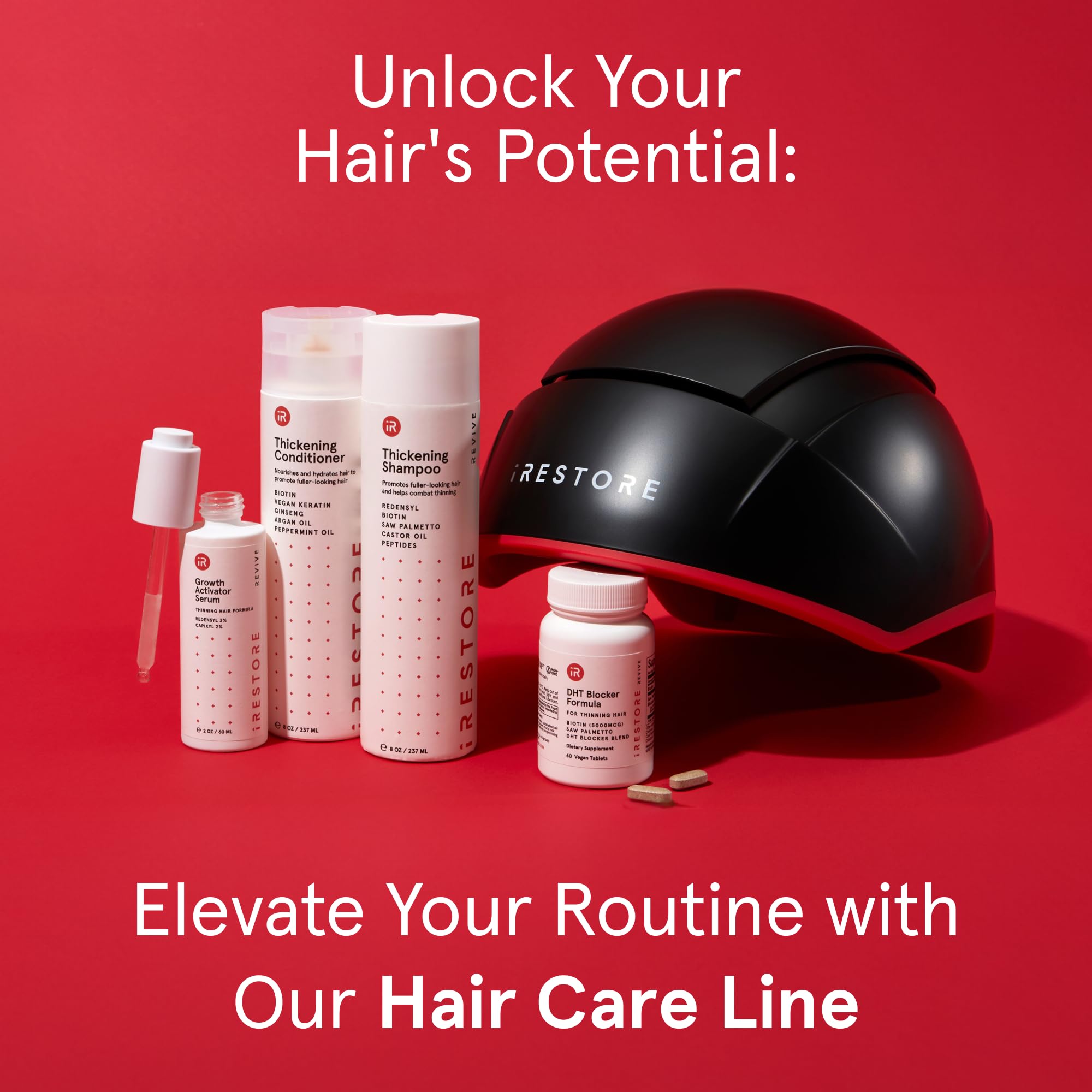 iRestore Elite + Rechargeable Battery Pack | Hair Growth Laser Cap (500 Lasers & LEDs) | FDA Cleared