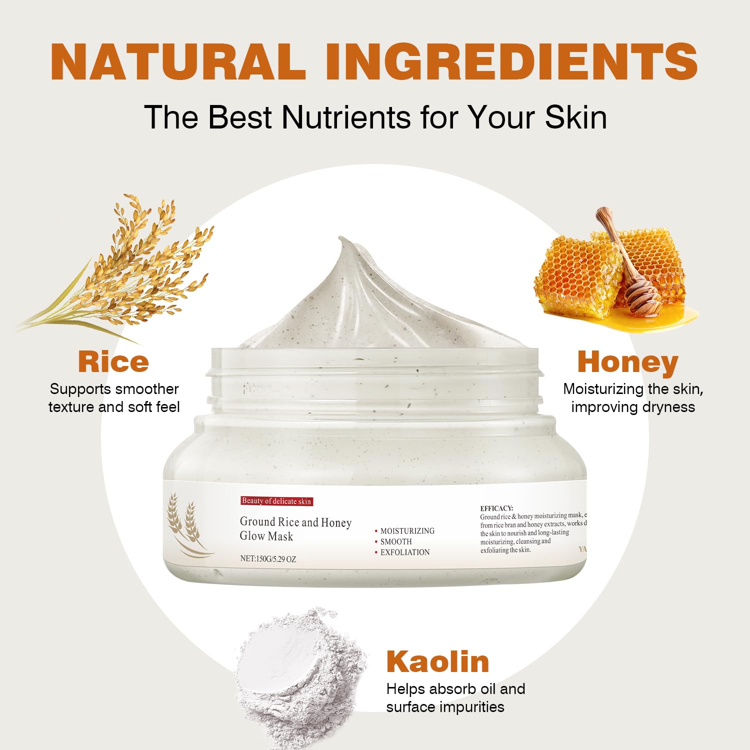 IREV Rice & Honey Glow Mask – Hydrating Clay Mask for Dry Skin, 150g