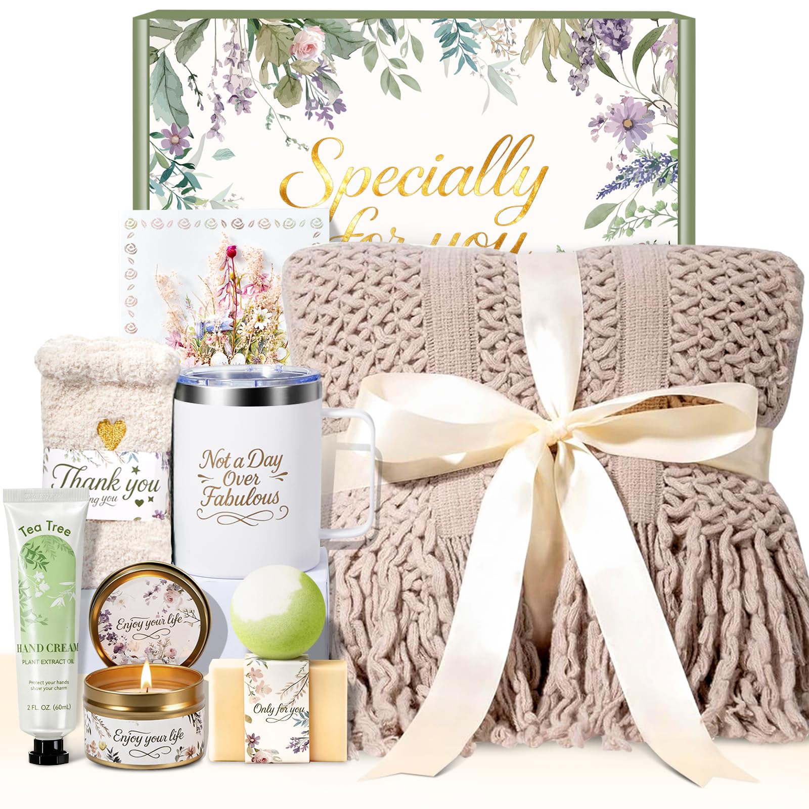IRINXL Spa Gift Basket for Women – Valentines & Birthday Gifts (Khaki)