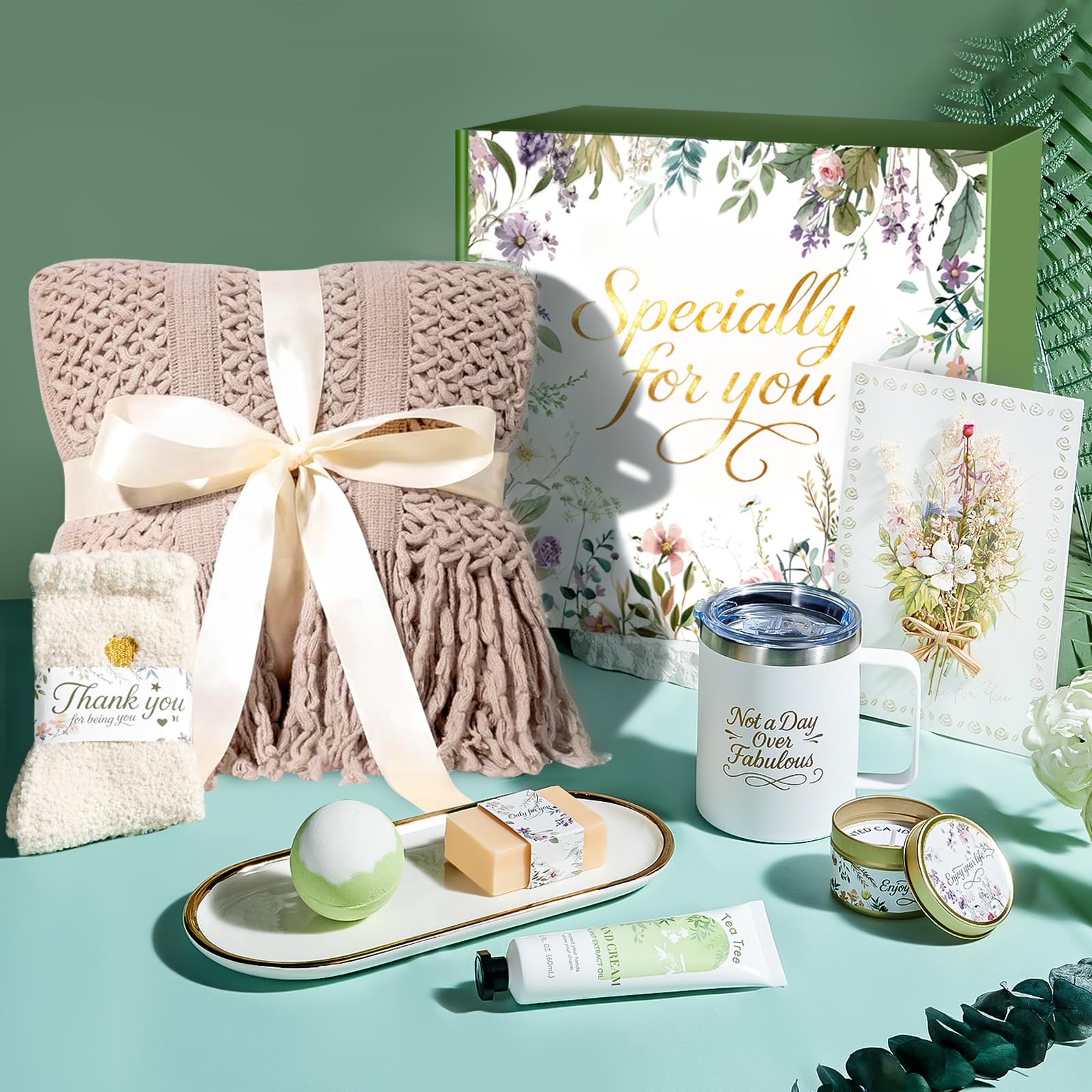 IRINXL Spa Gift Basket for Women – Valentines & Birthday Gifts (Khaki)