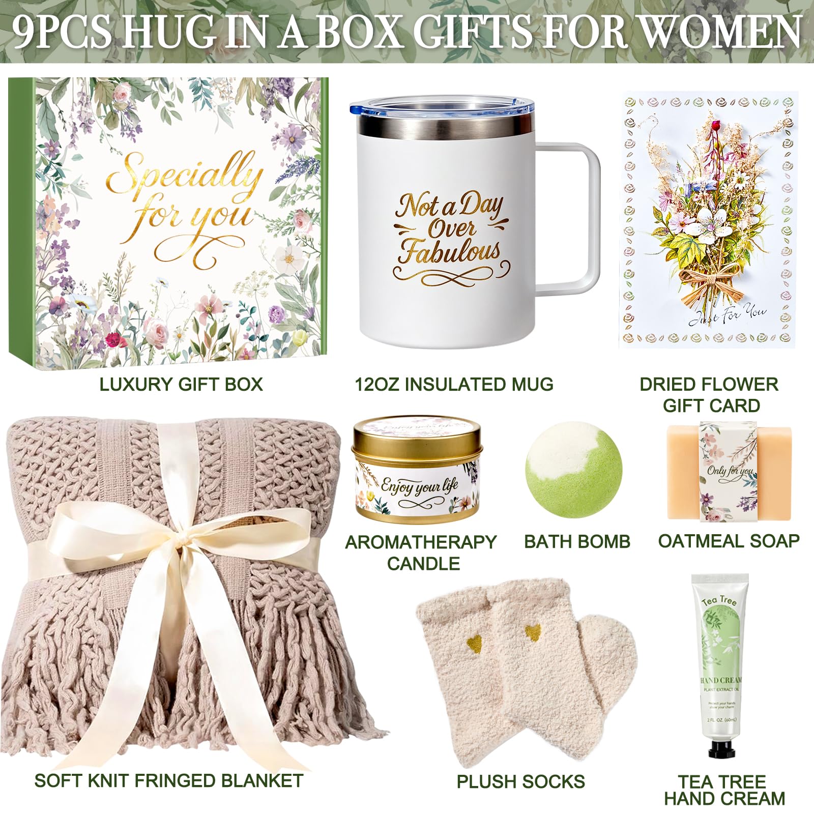 IRINXL Spa Gift Basket for Women – Valentines & Birthday Gifts (Khaki)