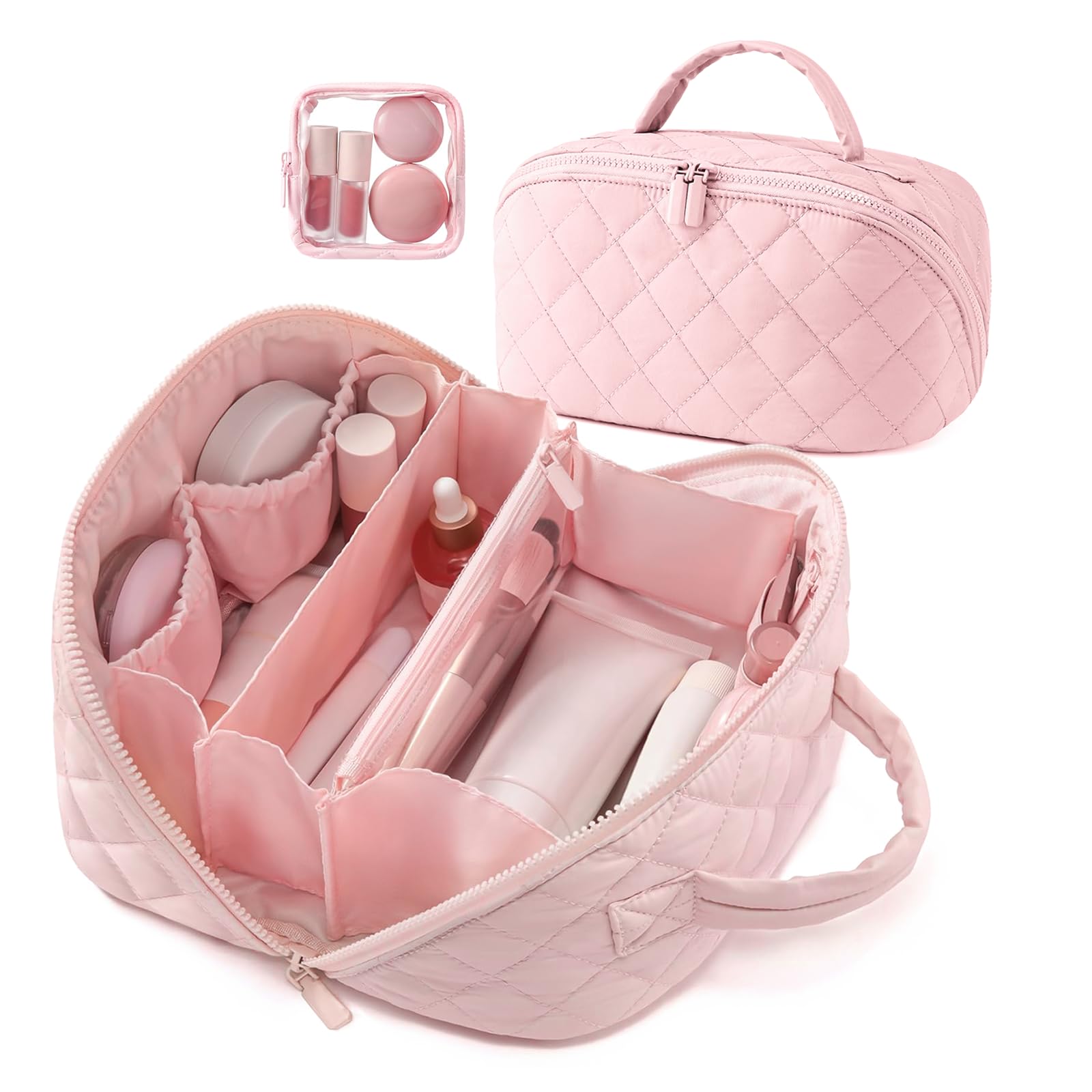 IrisCargo 2026 Travel Makeup Bag — Wide-Open, 180° Lay-Flat, Waterproof Large Cosmetic Case