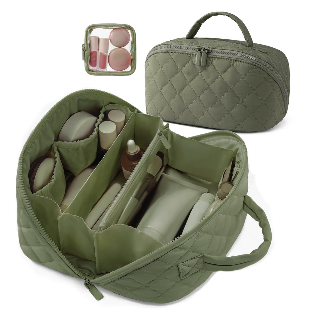 IrisCargo Toiletry Bag for Women – Wide-Open Lay-Flat, Large-Capacity Travel Makeup Organizer