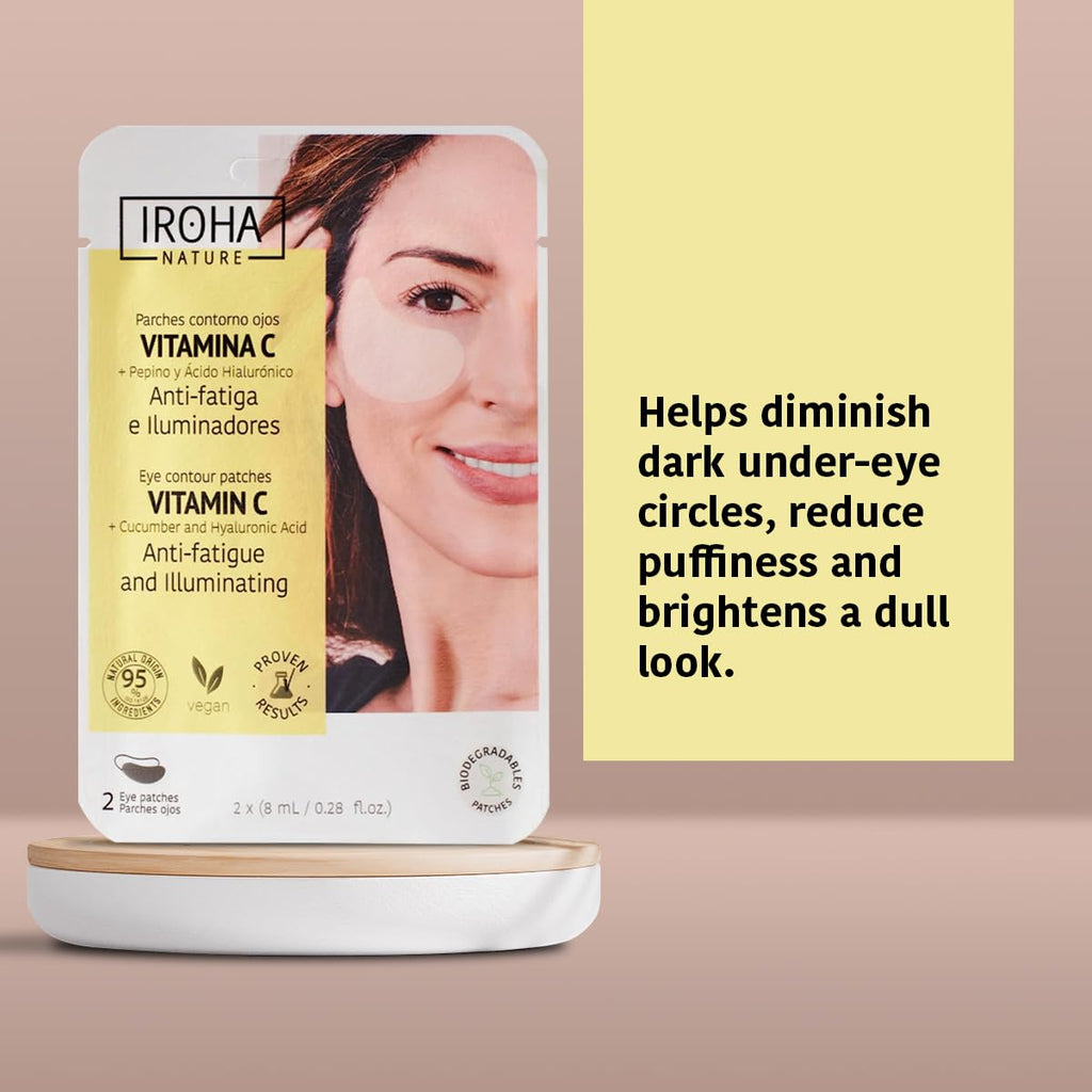 IROHA NATURE Illuminating & Anti-Fatigue Eye Patches – 15 Pairs with Cucumber & Vitamin C