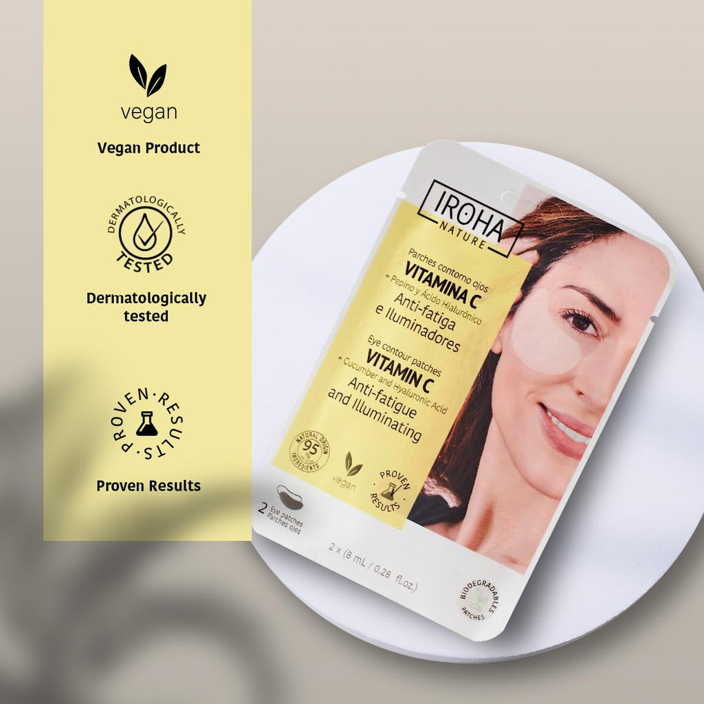 IROHA NATURE Illuminating & Anti-Fatigue Eye Patches – 15 Pairs with Cucumber & Vitamin C
