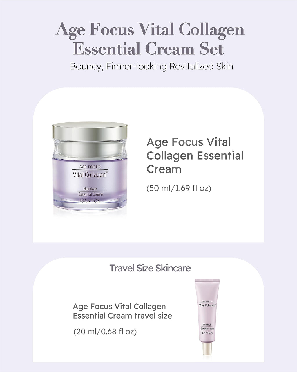 Isa Knox Age Focus Vital Collagen Essential Cream Set – 50ml + 20ml | Korean Skincare
