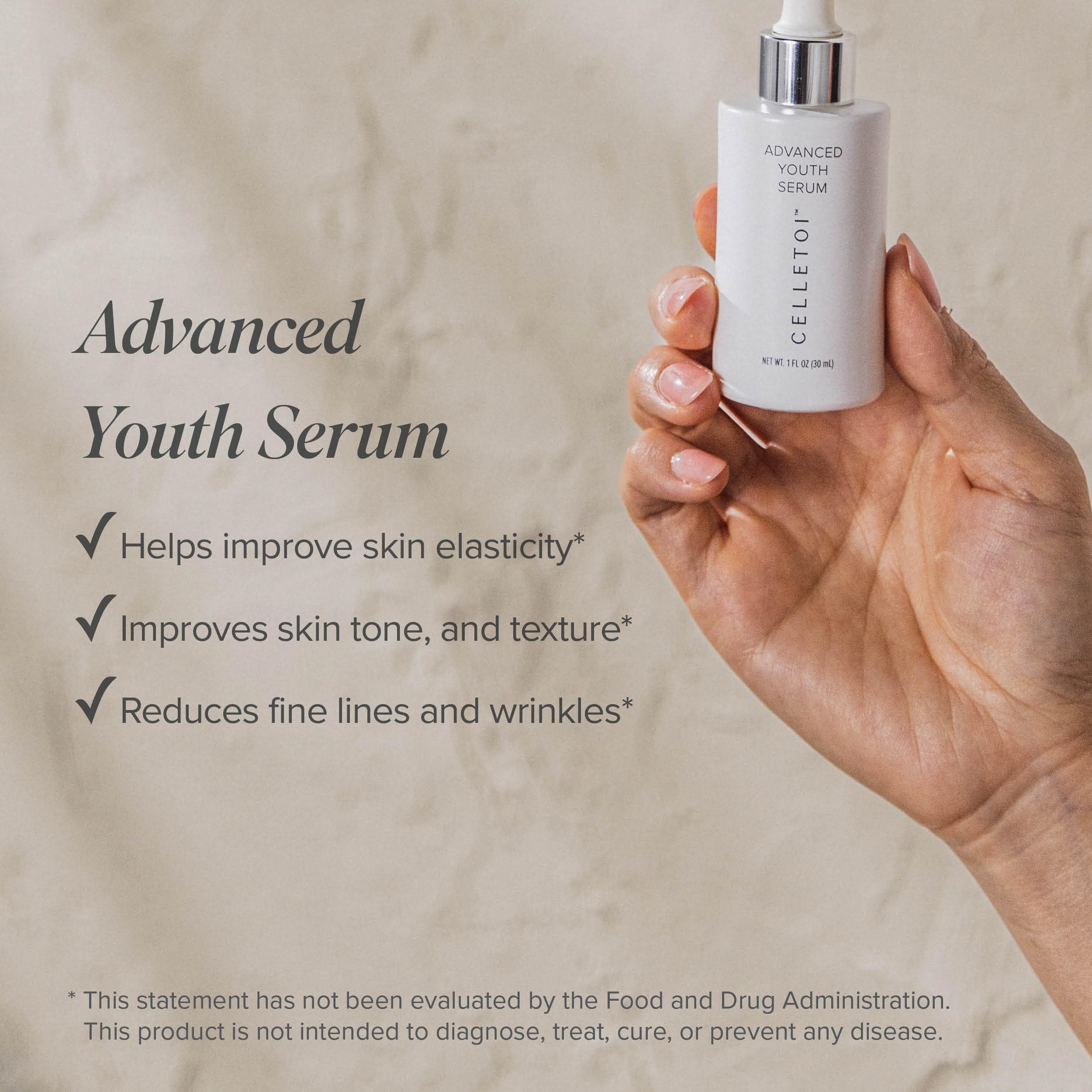 Isagenix Celletoi Advanced Youth Serum – Firming, Correcting & Skin Elasticity | Vegan & Cruelty-Free – 1.0 fl oz